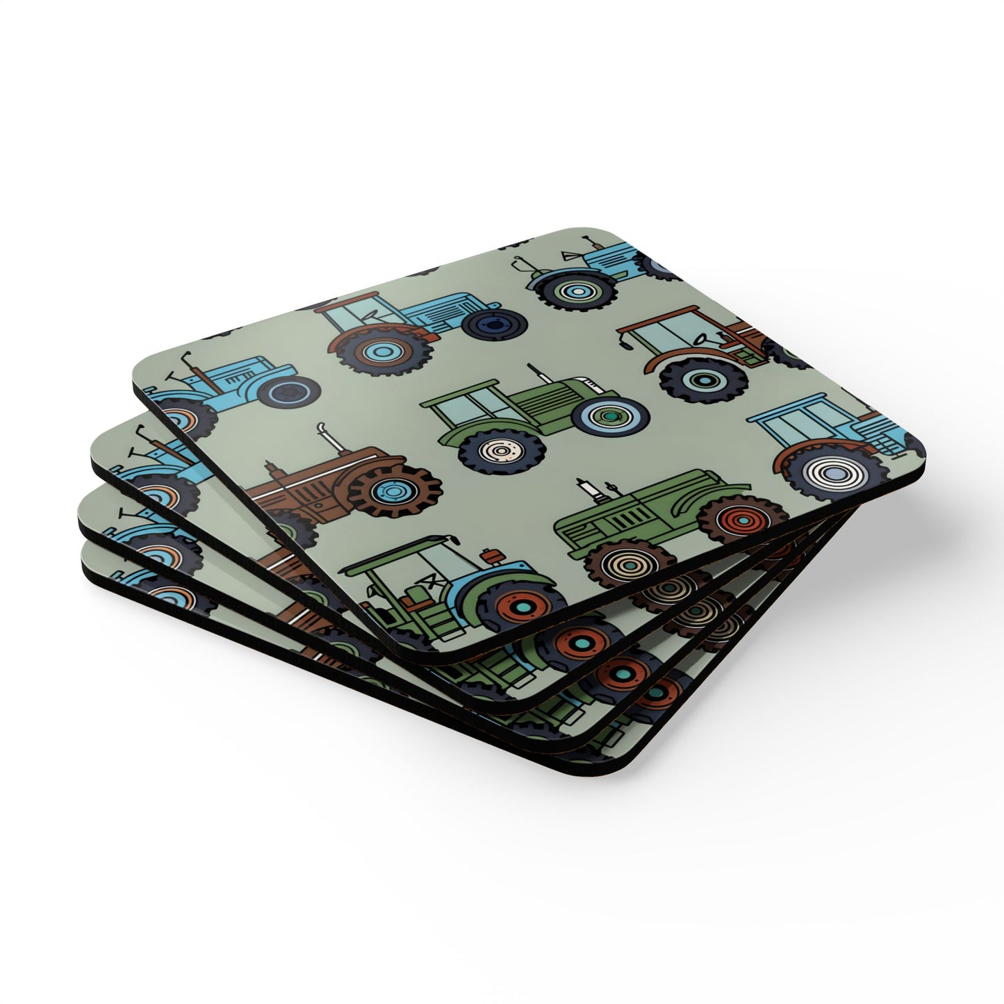 Farm Tractor Cork Coaster Set - Rustic Drinkware Accessory for Farmhouse Decor