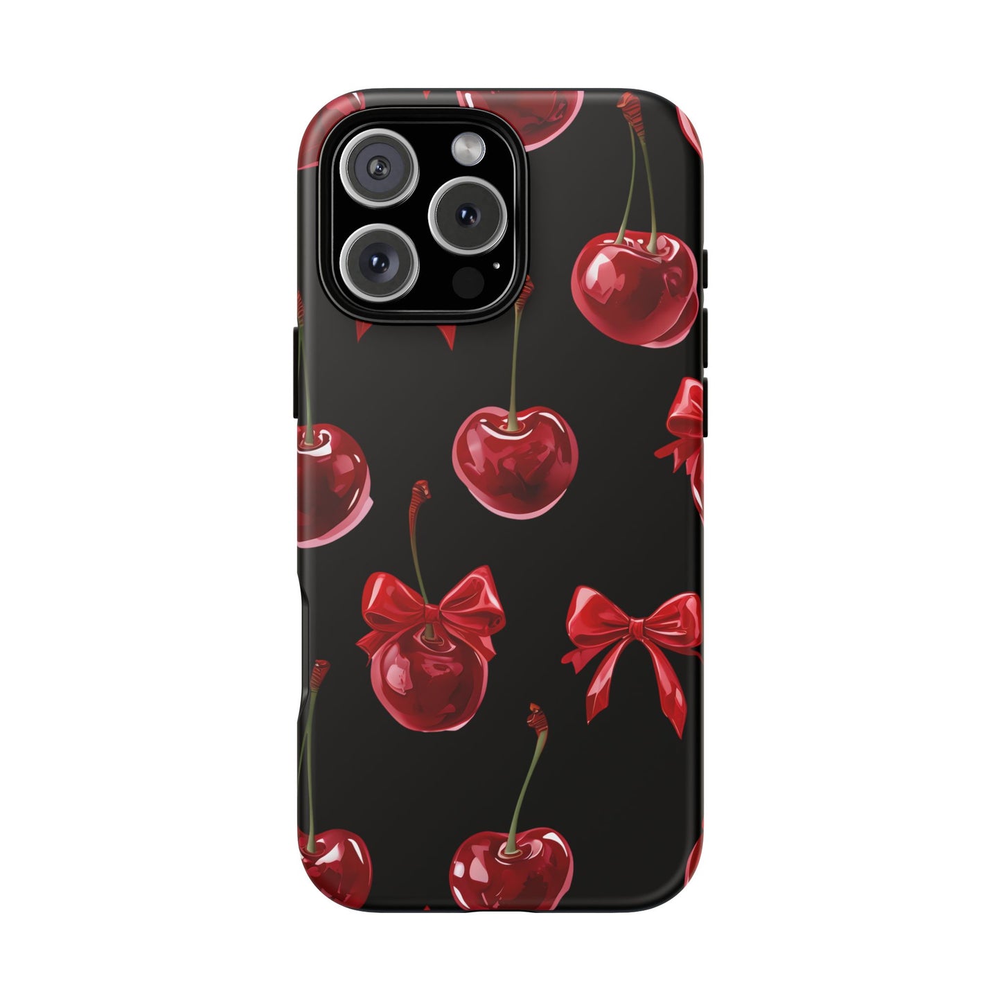 Coquette-Cherry Print Tough Phone Case - Stylish & Durable Protection