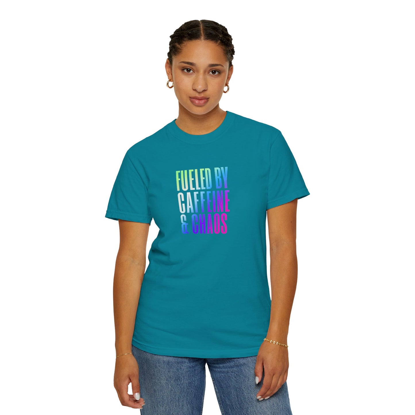 Fueled by Caffeine & Chaos Unisex Garment-Dyed T-Shirt