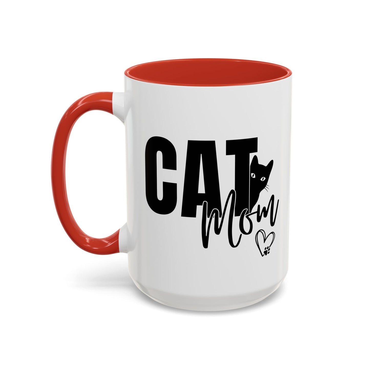 Cat Mom Accent 15oz Coffee Mug – Perfect Gift for Cat Lovers