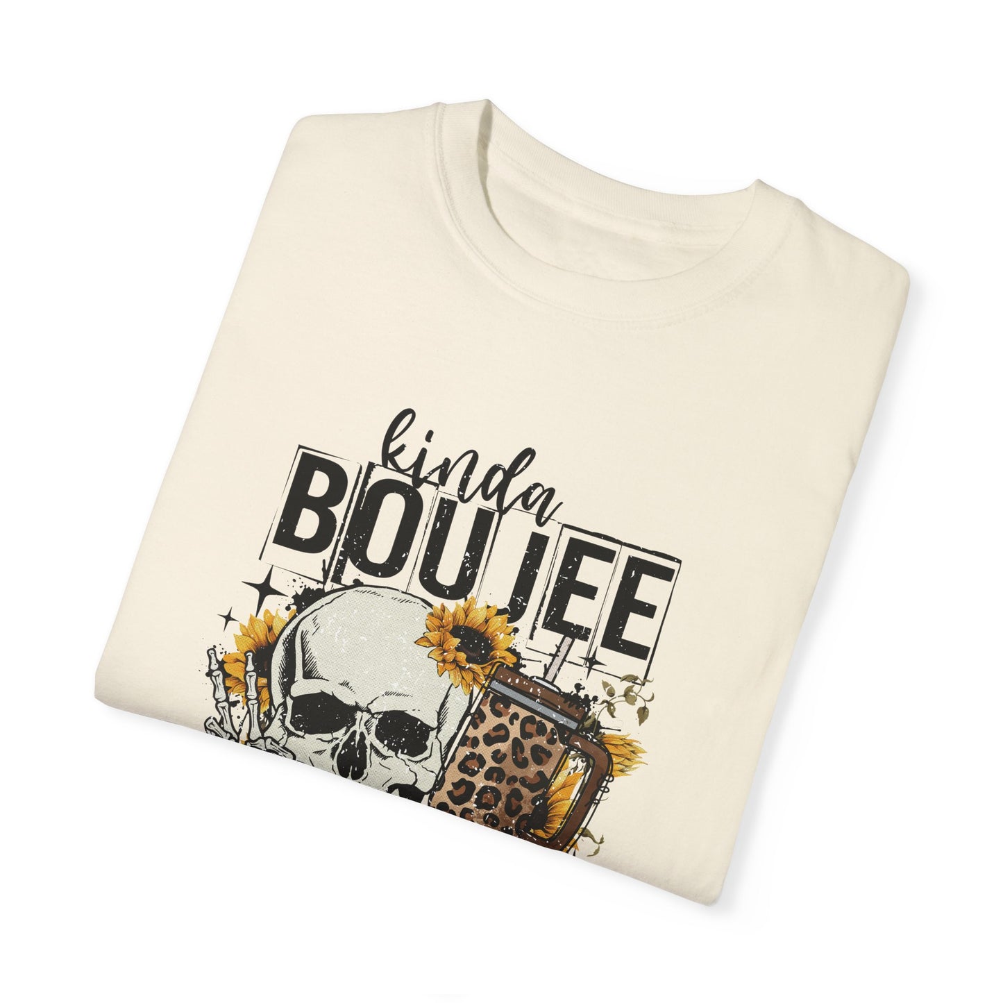 Kinda Boujee Kinda Broke Black Unisex Garment-Dyed T-shirt - Trendy Casual Wear for Cool Vibes