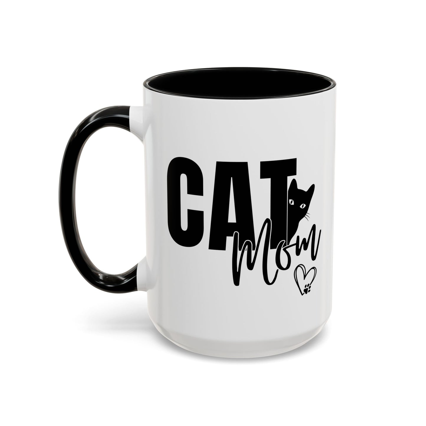 Cat Mom Accent 15oz Coffee Mug – Perfect Gift for Cat Lovers