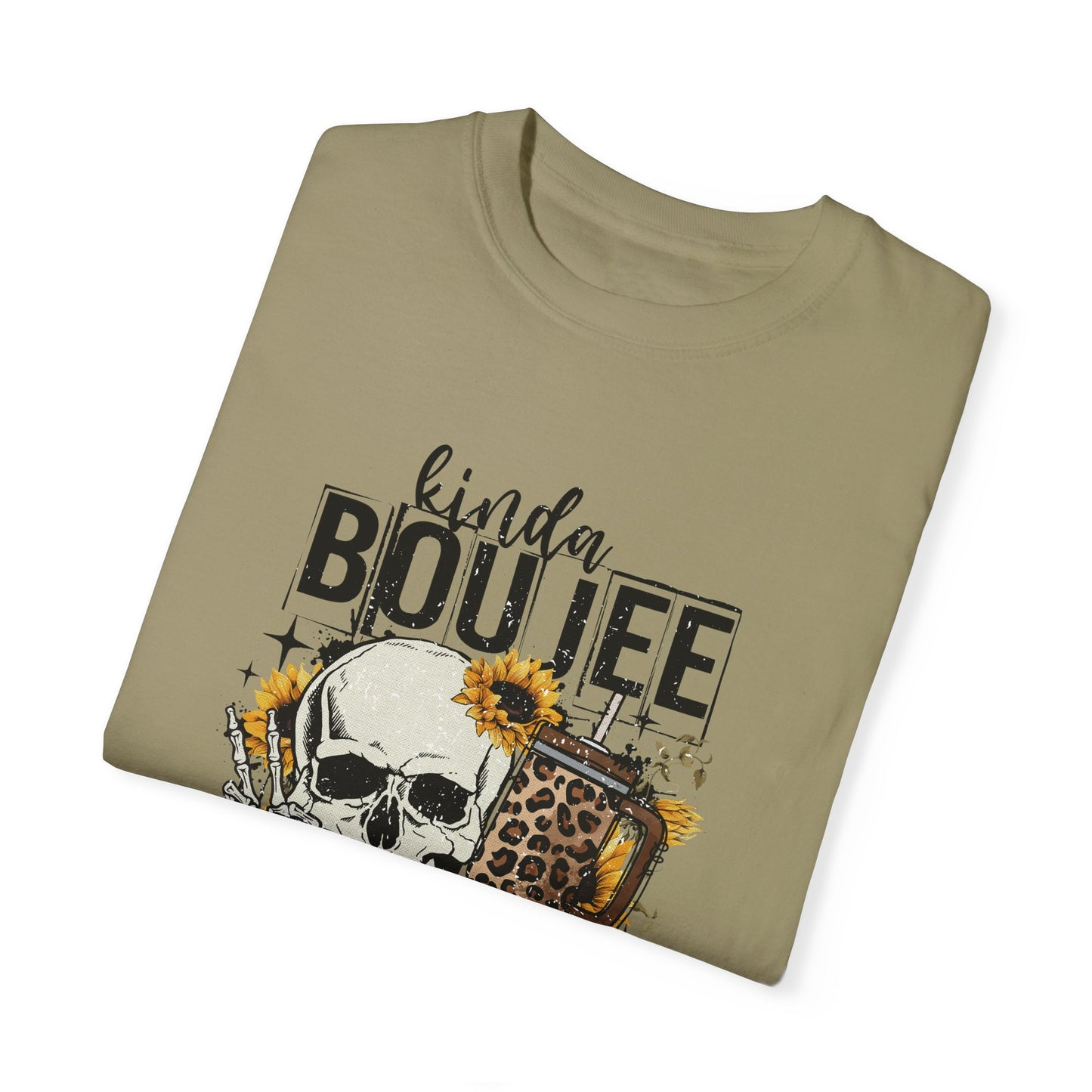 Kinda Boujee Kinda Broke Black Unisex Garment-Dyed T-shirt - Trendy Casual Wear for Cool Vibes