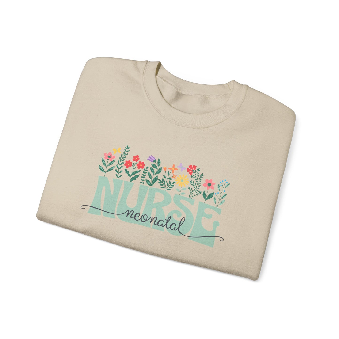 Floral Neonatal Nurse Sweatshirt - Unisex Heavy Blend™ Crewneck