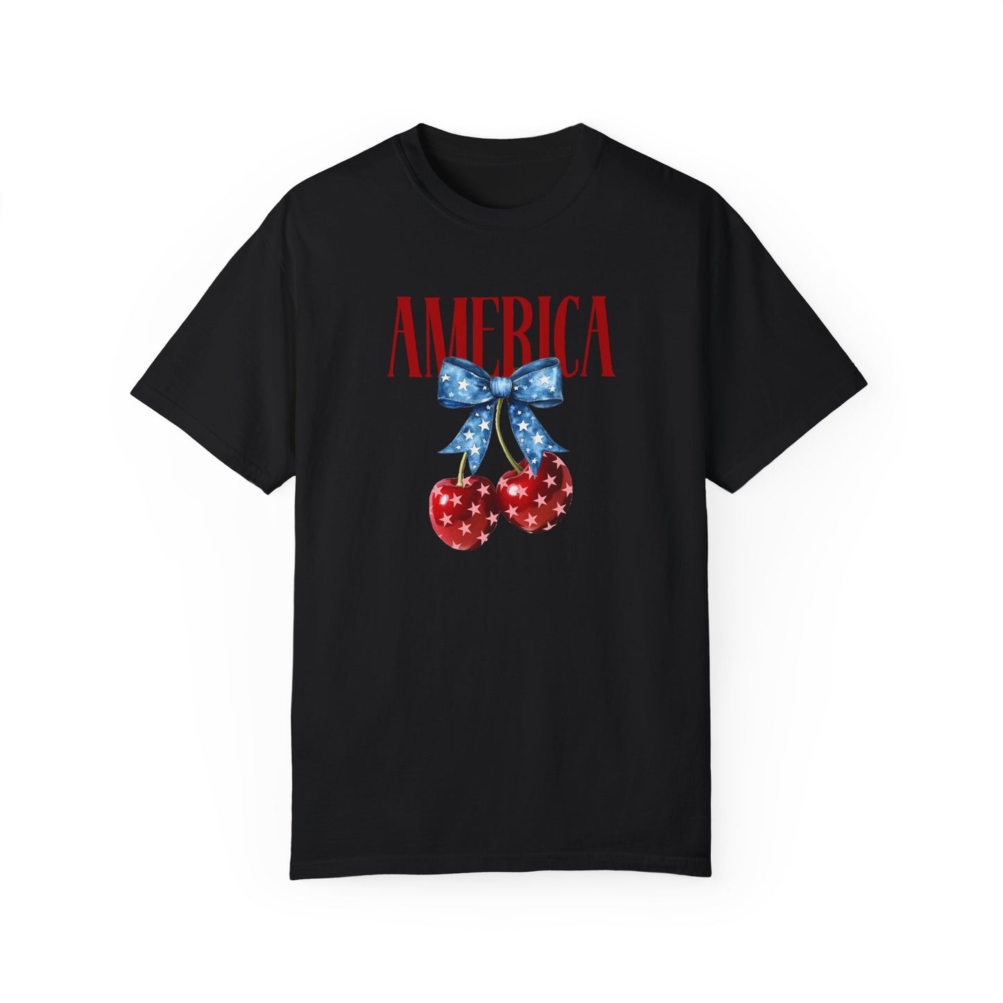 Patriotic Cherry Graphic T-Shirt for Independence Day