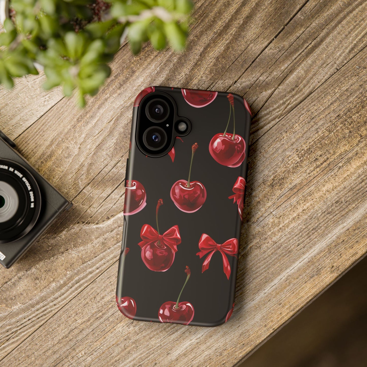 Coquette-Cherry Print Tough Phone Case - Stylish & Durable Protection