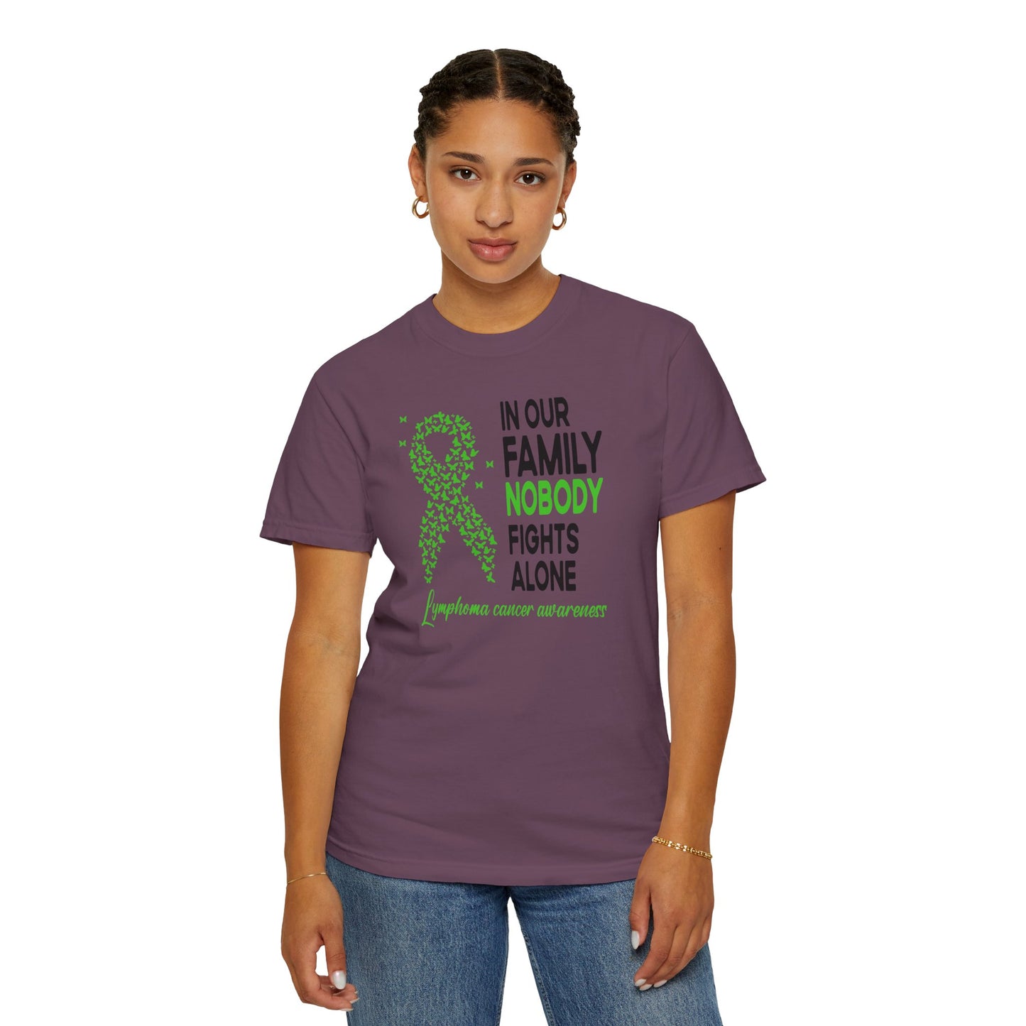 Lymphoma Awareness T-Shirt, Family Support Tee, Garment-Dyed Shirt, Cancer Awareness Apparel, Gift for Caregivers, 5K Event Shirt