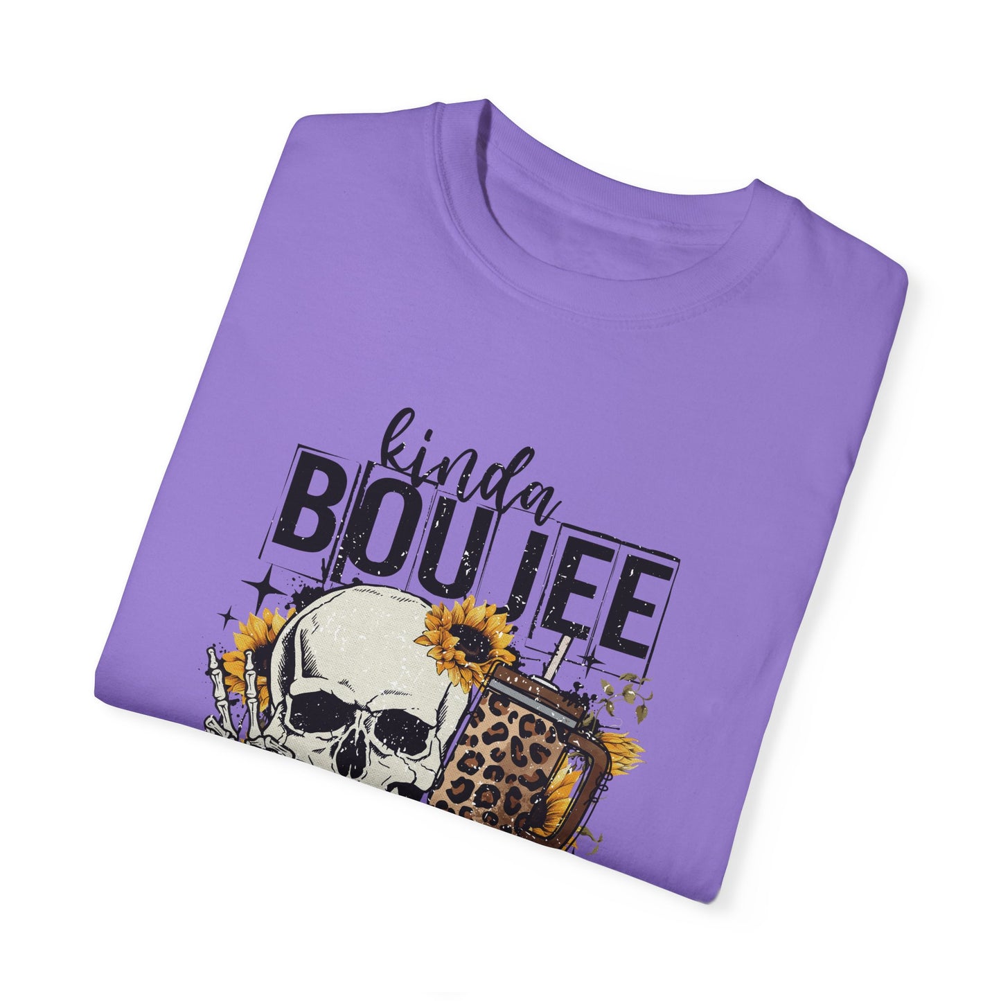 Kinda Boujee Kinda Broke Black Unisex Garment-Dyed T-shirt - Trendy Casual Wear for Cool Vibes