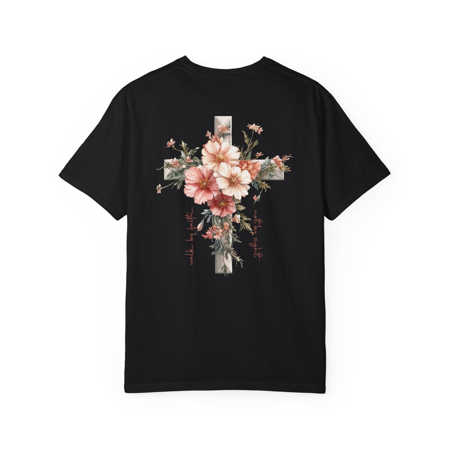 Inspirational Flower Cross T-shirt - Jesus is the Light Design
