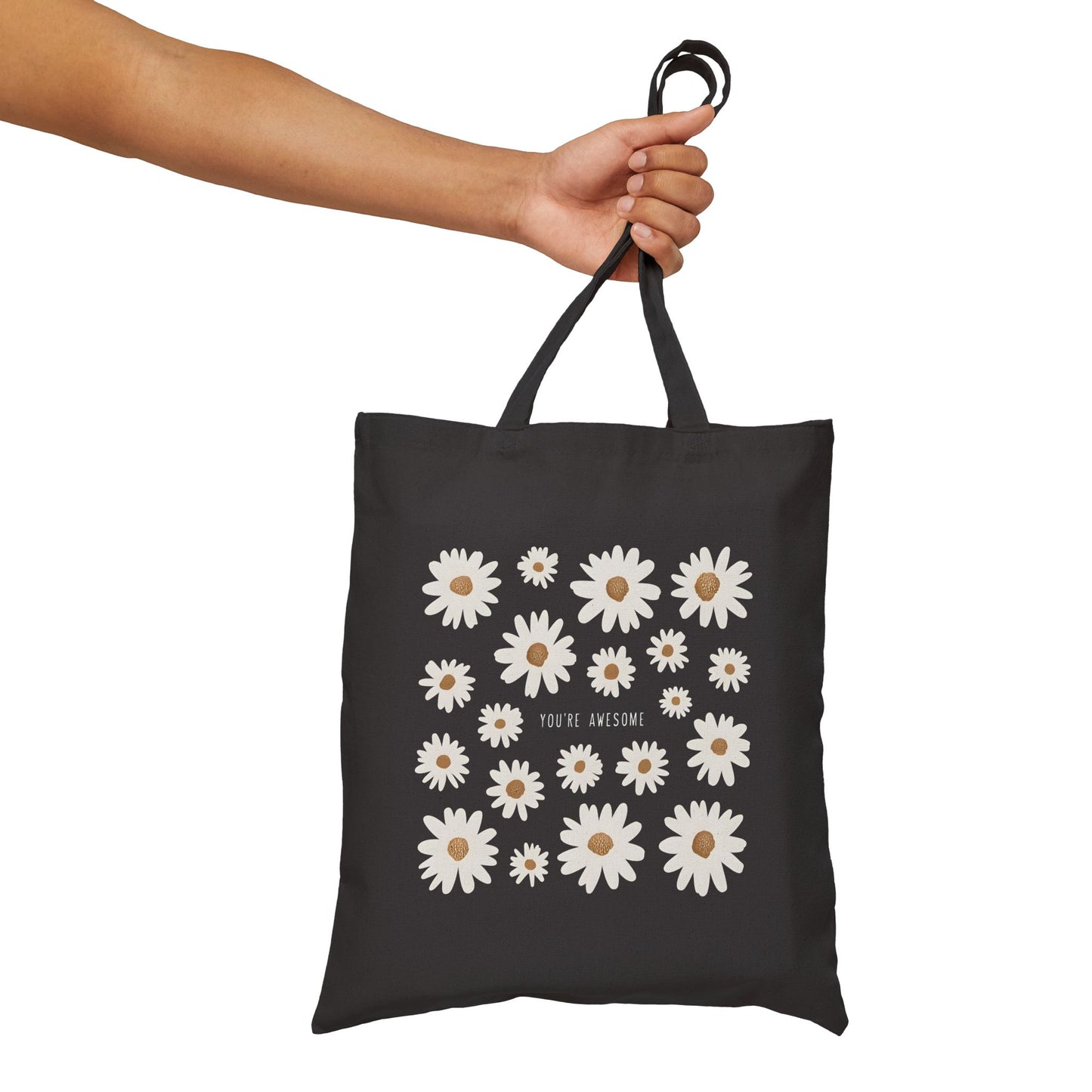 Floral Cotton Canvas Tote Bag - Eco-Friendly Shopping Companion