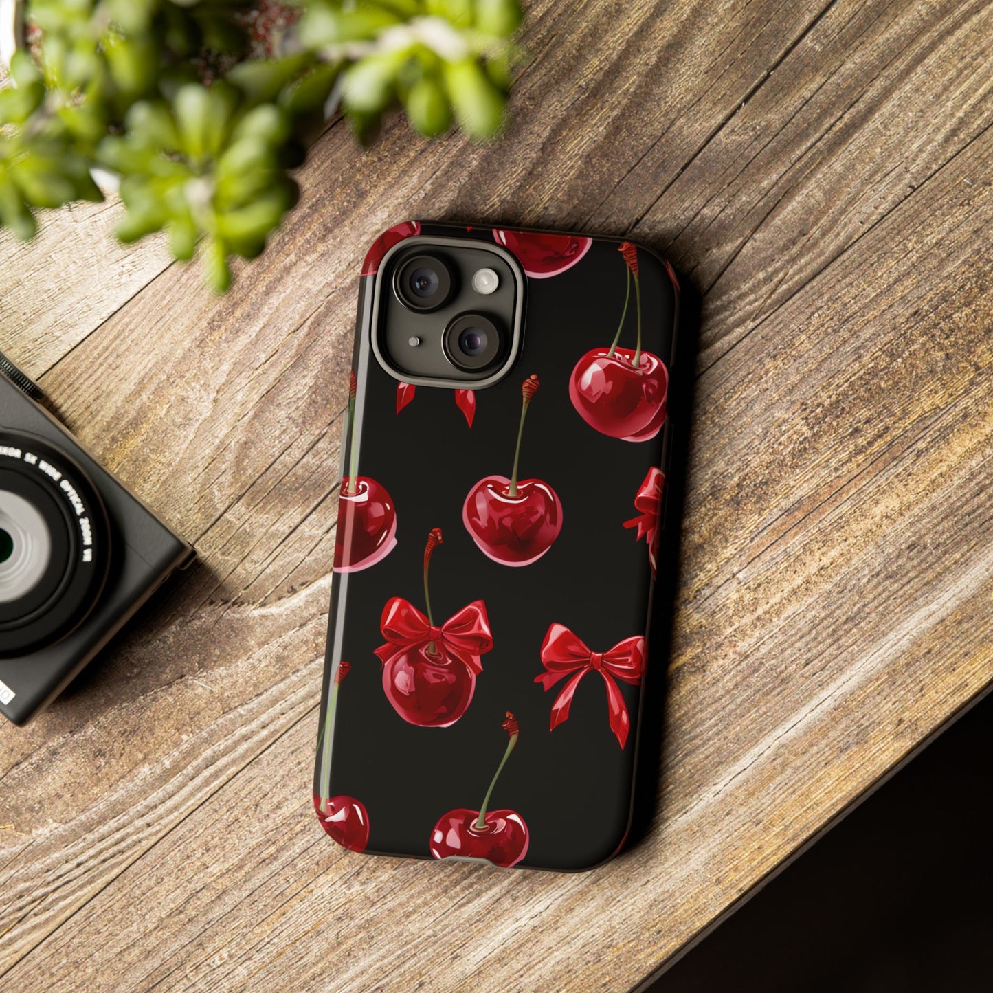 Coquette-Cherry Print Tough Phone Case - Stylish & Durable Protection