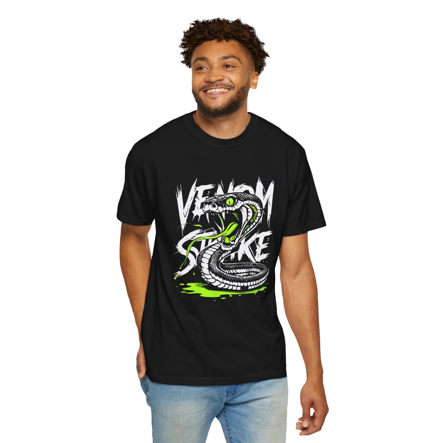 Venom Strike Unisex Garment-Dyed T-Shirt - Edgy Snake Graphic Tee