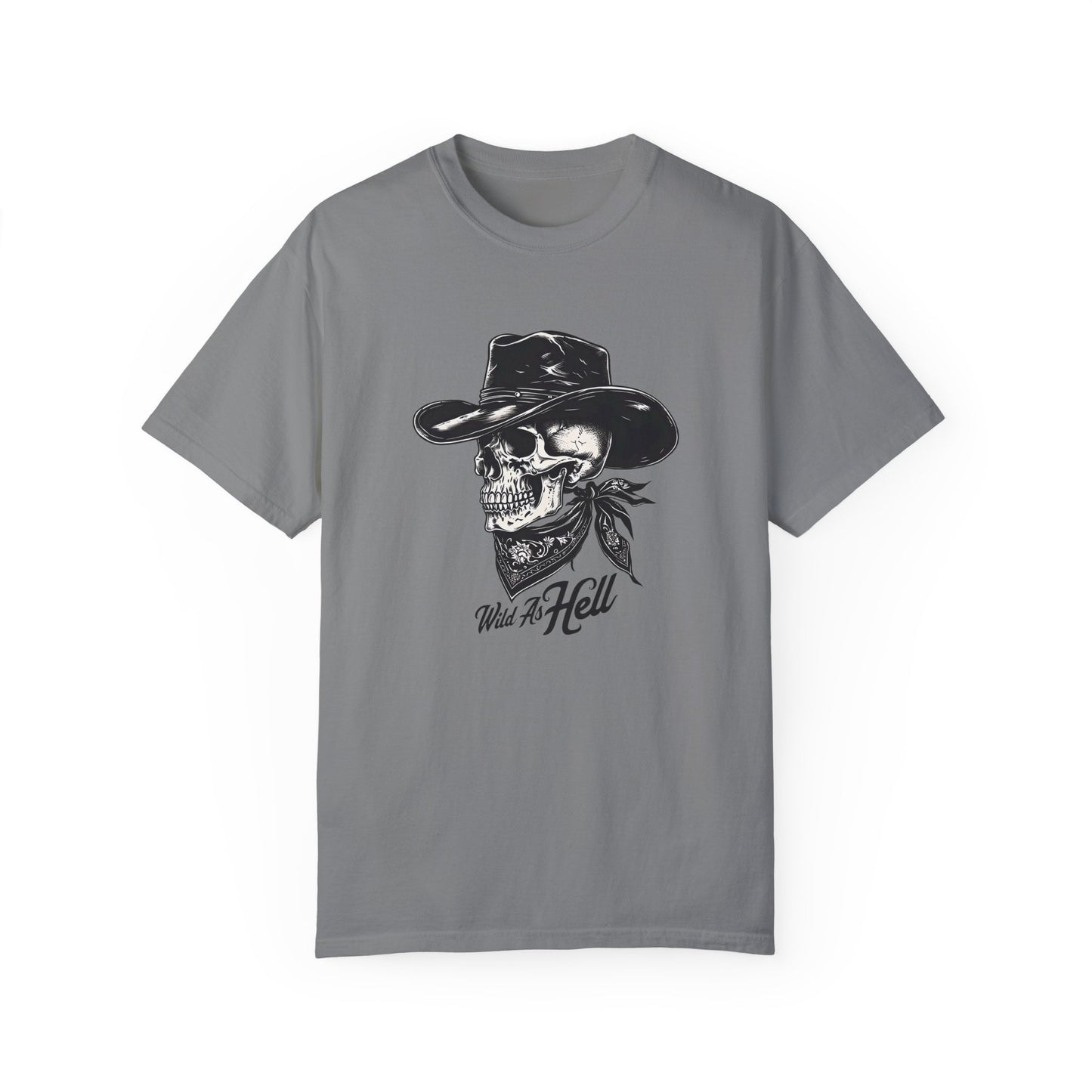 Skull Cowboy Graphic T-Shirt - Unisex Garment-Dyed Tee for Rebel Souls