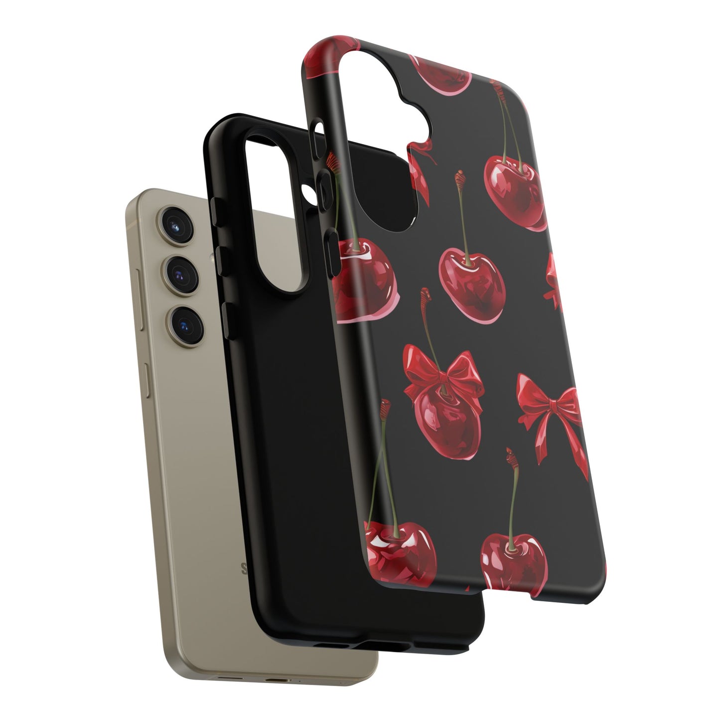 Coquette-Cherry Print Tough Phone Case - Stylish & Durable Protection