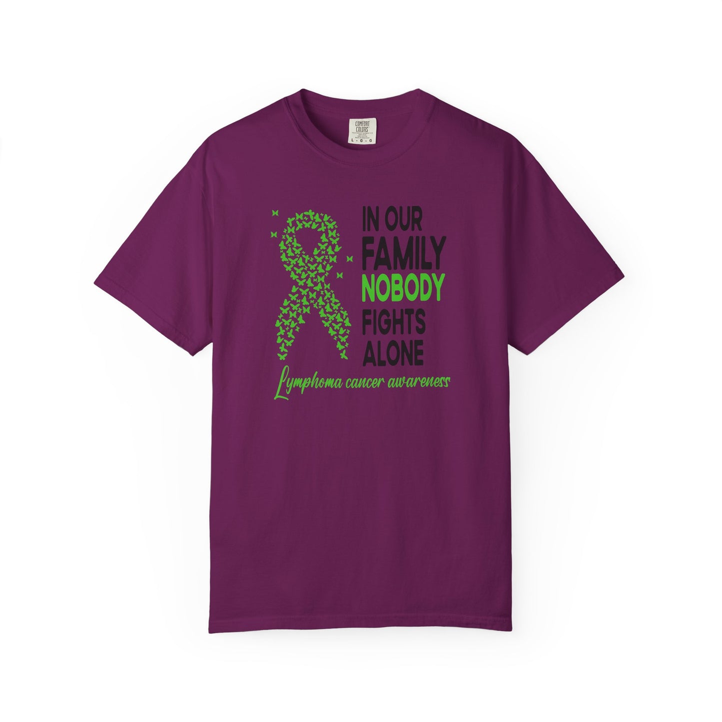Lymphoma Awareness T-Shirt, Family Support Tee, Garment-Dyed Shirt, Cancer Awareness Apparel, Gift for Caregivers, 5K Event Shirt
