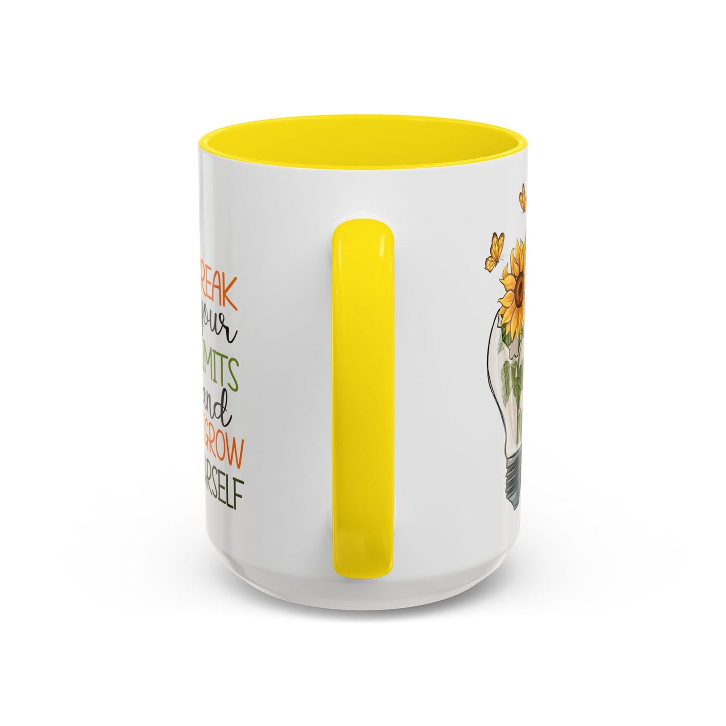 Inspirational Sunflower Coffee Mug - Break Your Limits & Outgrow Yourself - 15oz