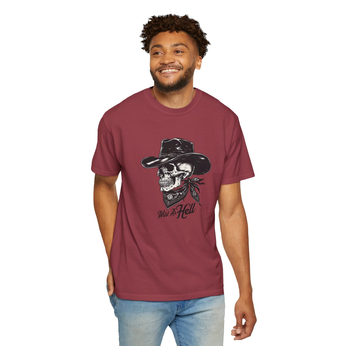 Skull Cowboy Graphic T-Shirt - Unisex Garment-Dyed Tee for Rebel Souls
