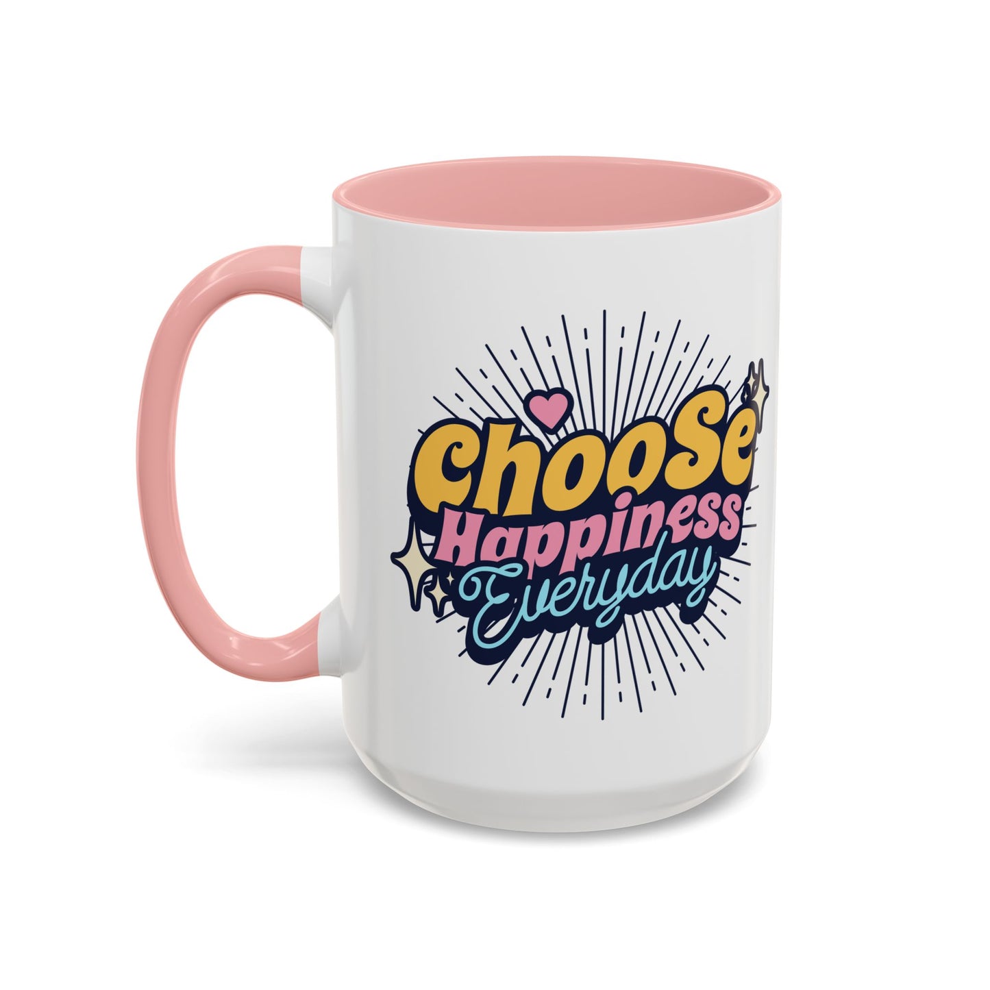Choose Happiness Everyday 15oz Coffee Mug - Colorful Ceramic Cup for Positive Vibes