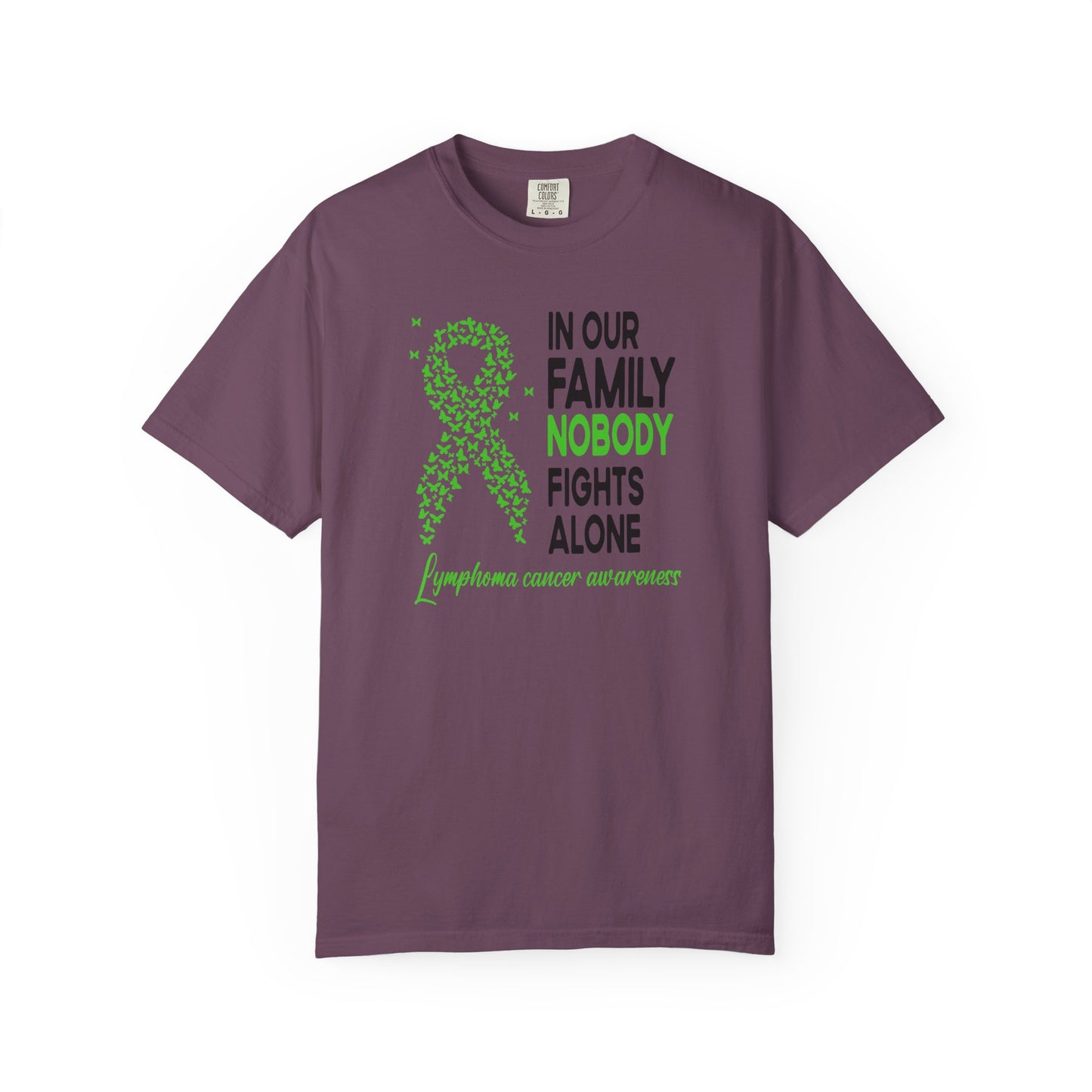 Lymphoma Awareness T-Shirt, Family Support Tee, Garment-Dyed Shirt, Cancer Awareness Apparel, Gift for Caregivers, 5K Event Shirt