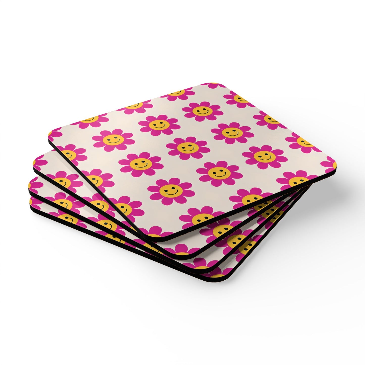 Sunny Floral Cork Coaster Set - Eco-Friendly Drink Coasters for Home Decor