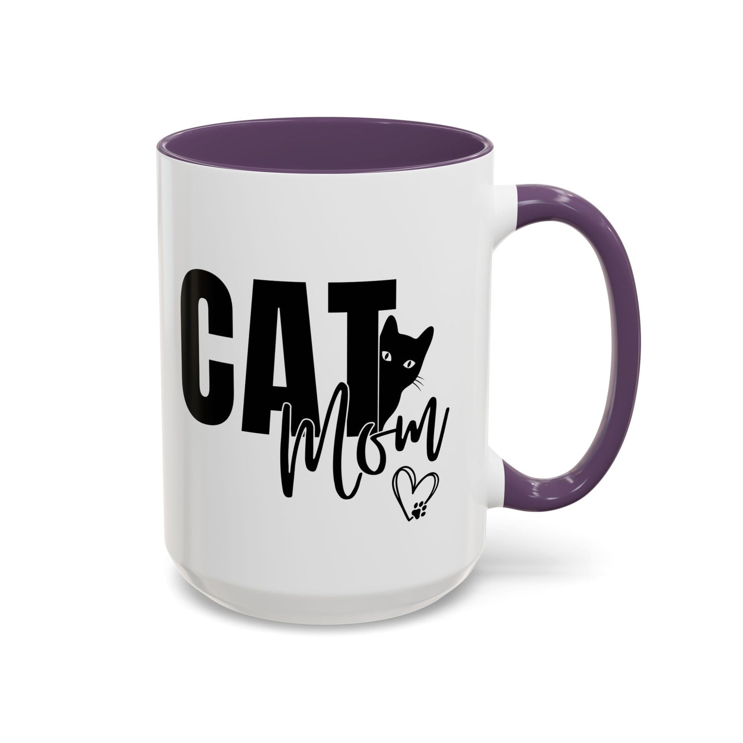 Cat Mom Accent 15oz Coffee Mug – Perfect Gift for Cat Lovers