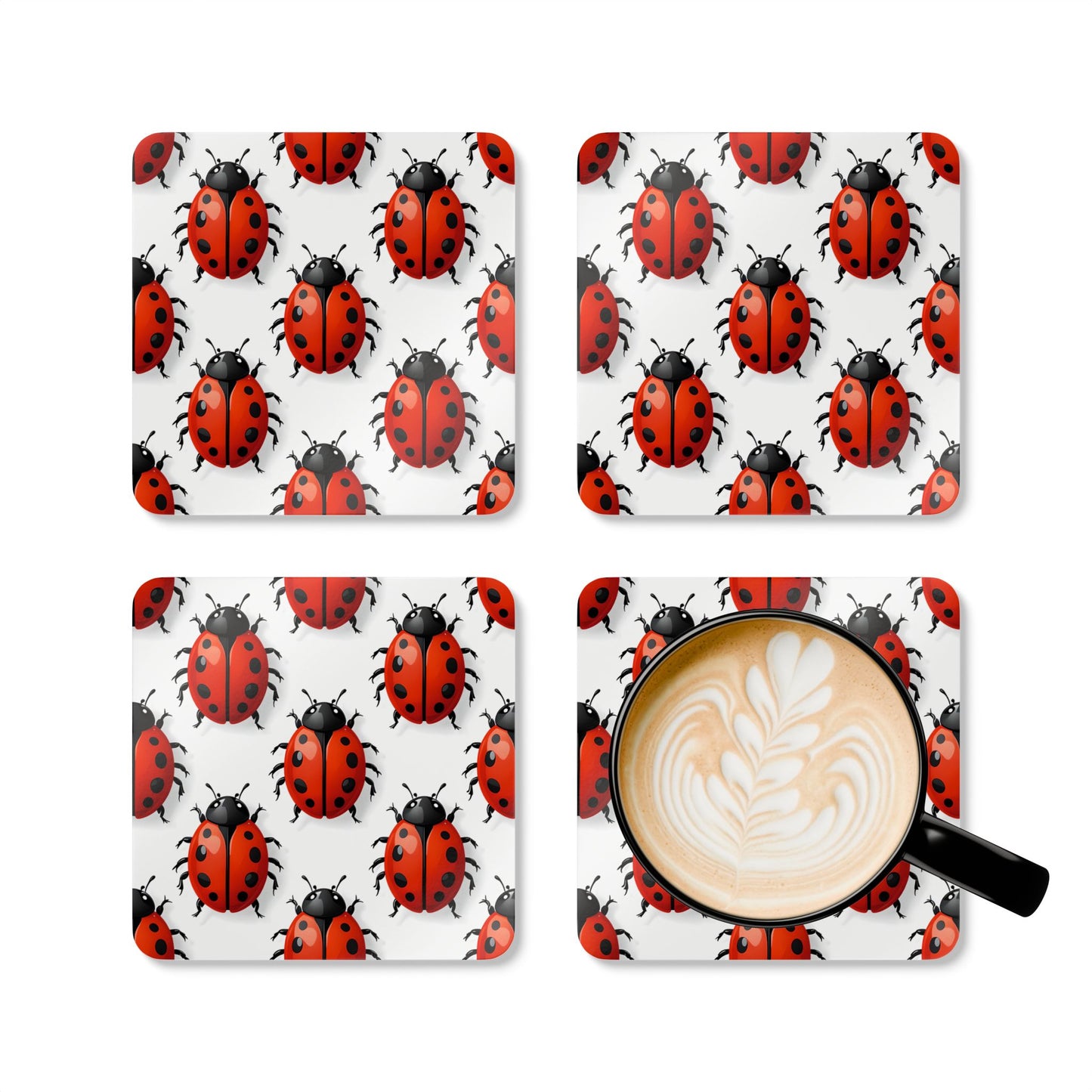 Ladybug Corkwood Coaster Set - Fun & Cheerful Decor for Your Home