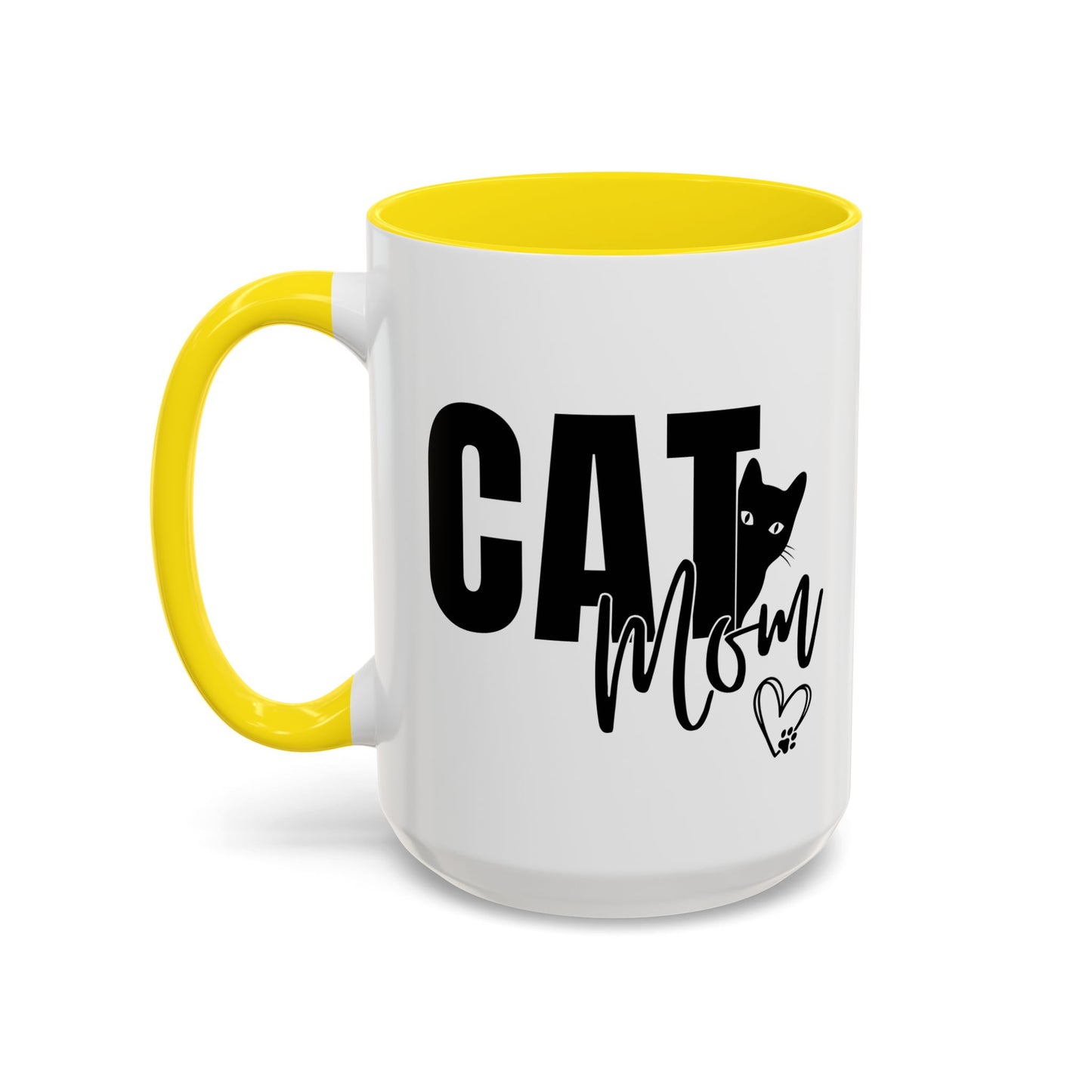 Cat Mom Accent 15oz Coffee Mug – Perfect Gift for Cat Lovers