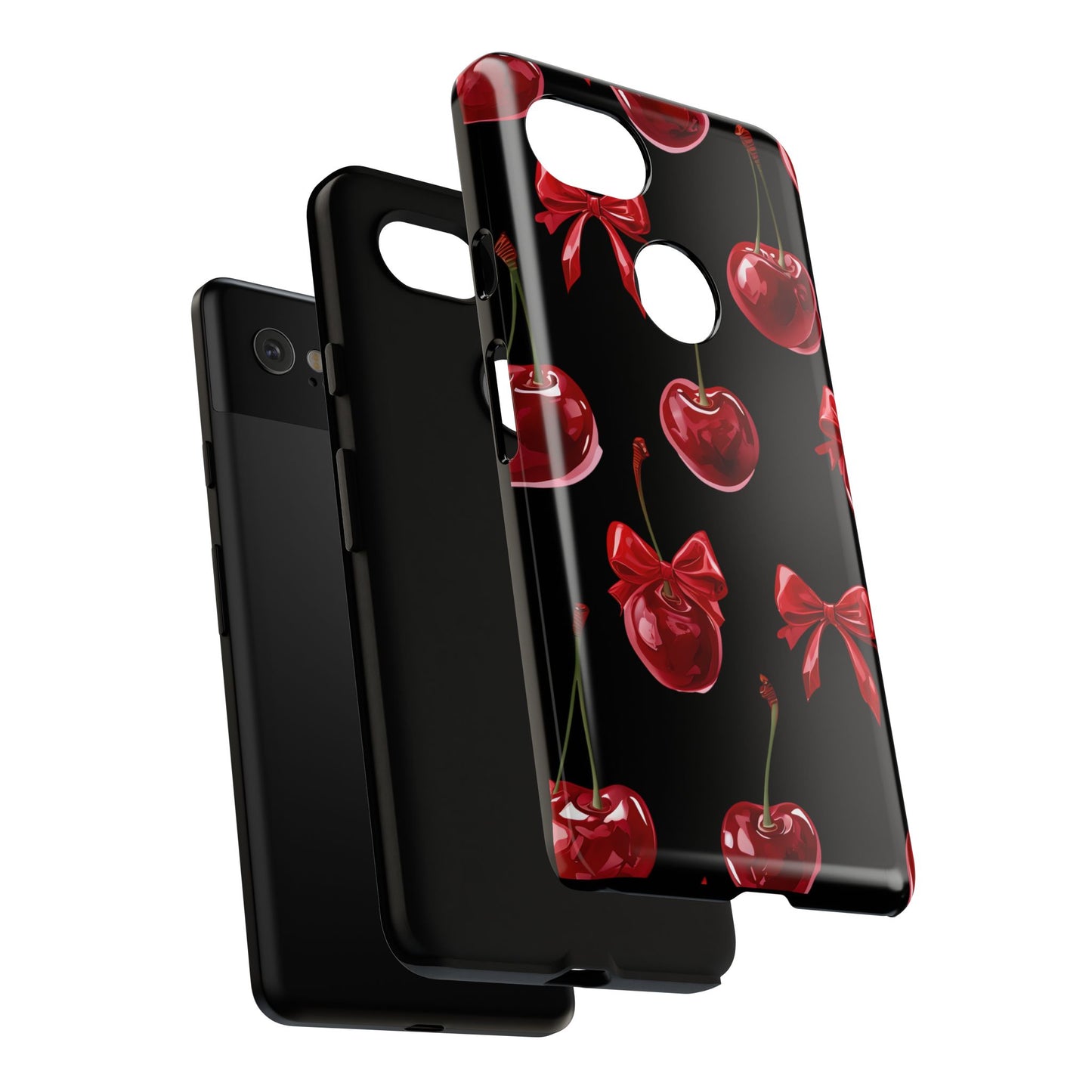 Coquette-Cherry Print Tough Phone Case - Stylish & Durable Protection