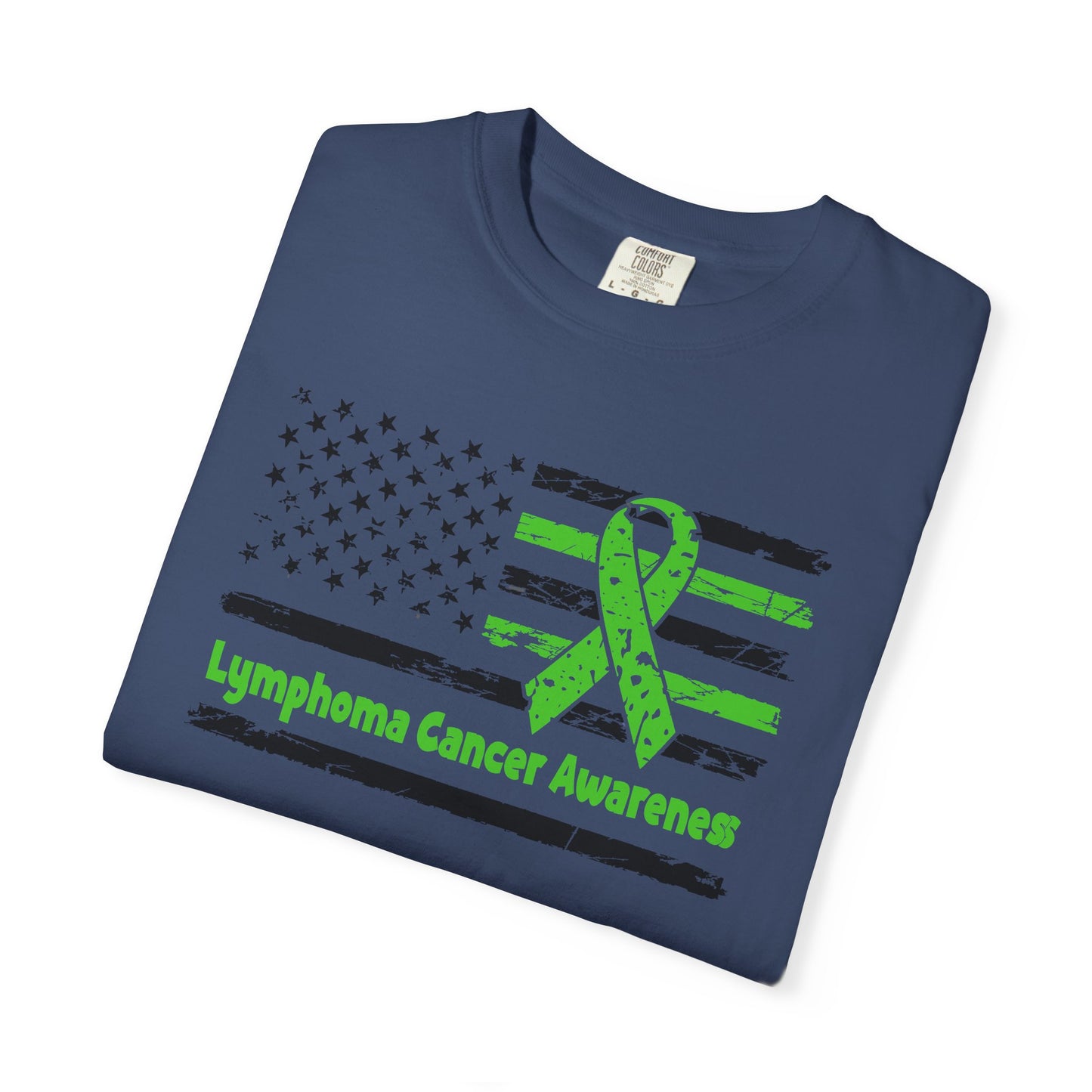 Lymphoma Awareness T-Shirt, Unisex Garment-Dyed Tee, Cancer Support Shirt, Green Ribbon Tee, Gift for Awareness Events