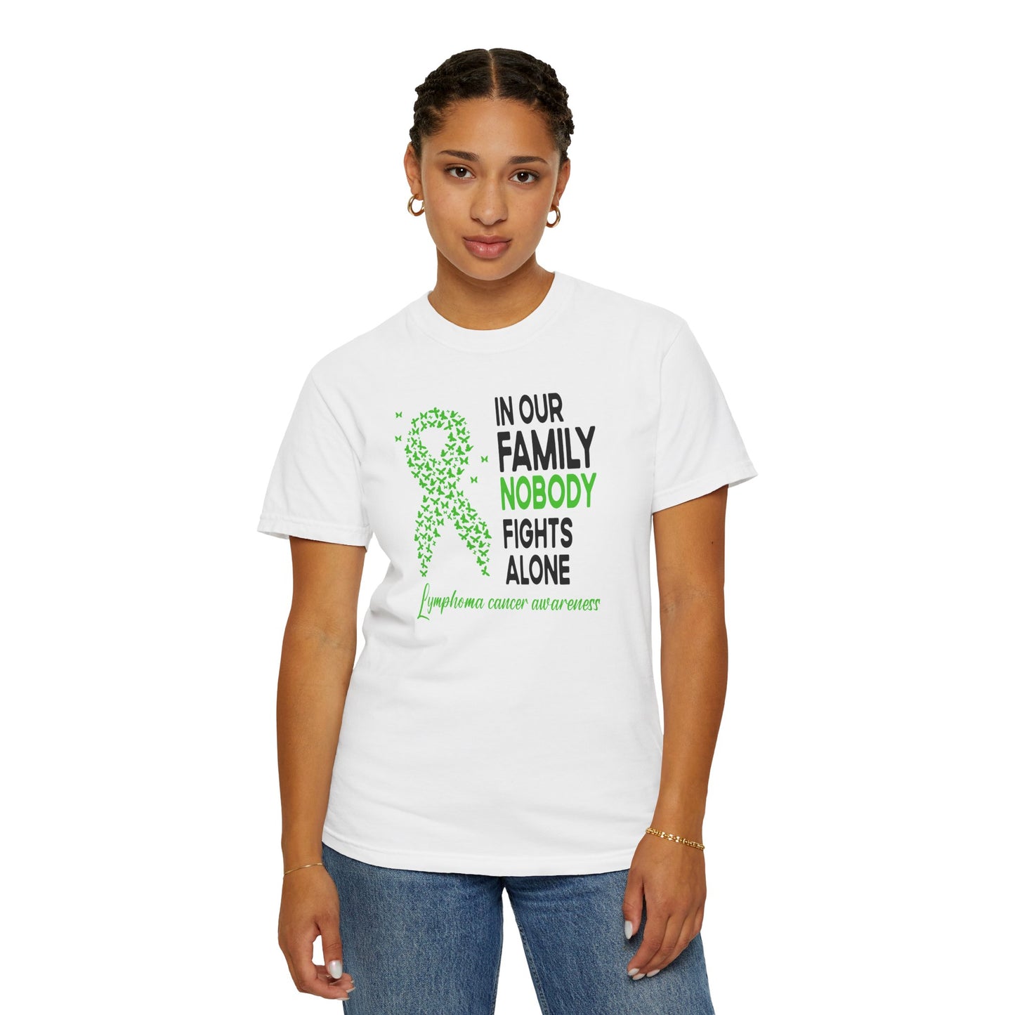 Lymphoma Awareness T-Shirt, Family Support Tee, Garment-Dyed Shirt, Cancer Awareness Apparel, Gift for Caregivers, 5K Event Shirt