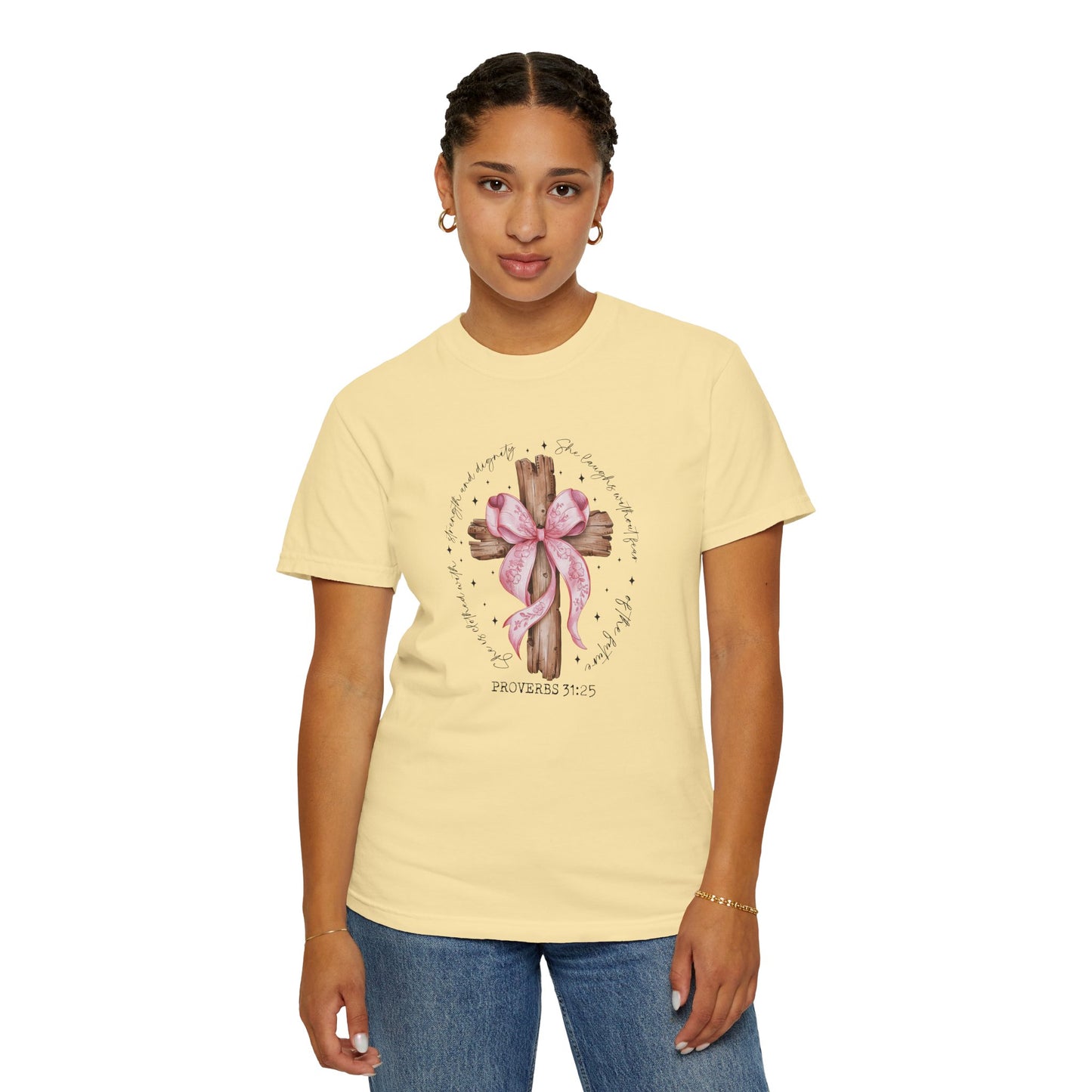 Faith-Inspired Unisex T-Shirt with Proverbs 31:25 Design Coquette