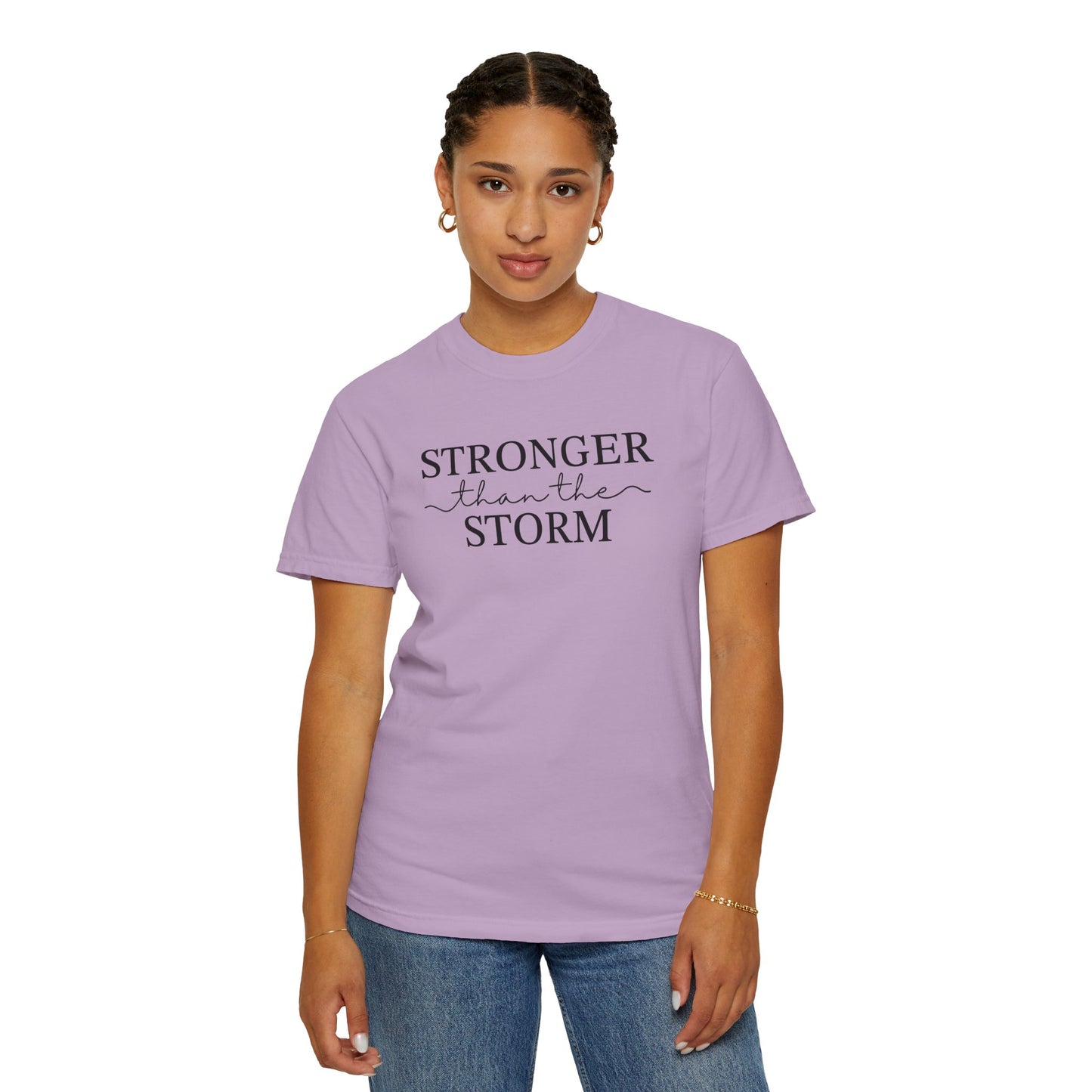 Inspirational T-Shirt - "Stronger than the Storm" Unisex Garment-Dyed Tee