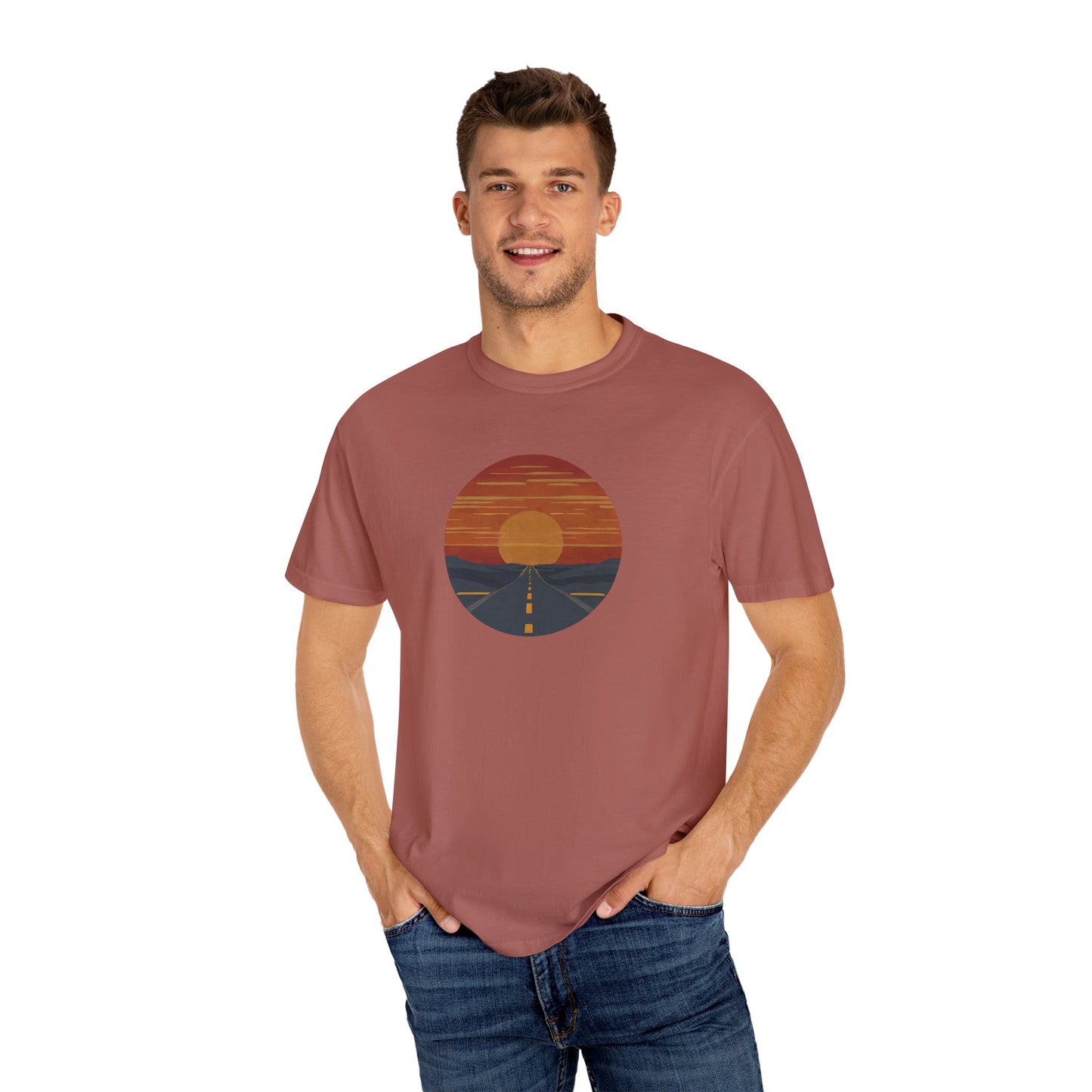 Sunset Road Unisex Garment-Dyed T-Shirt - Perfect for Nature Lovers