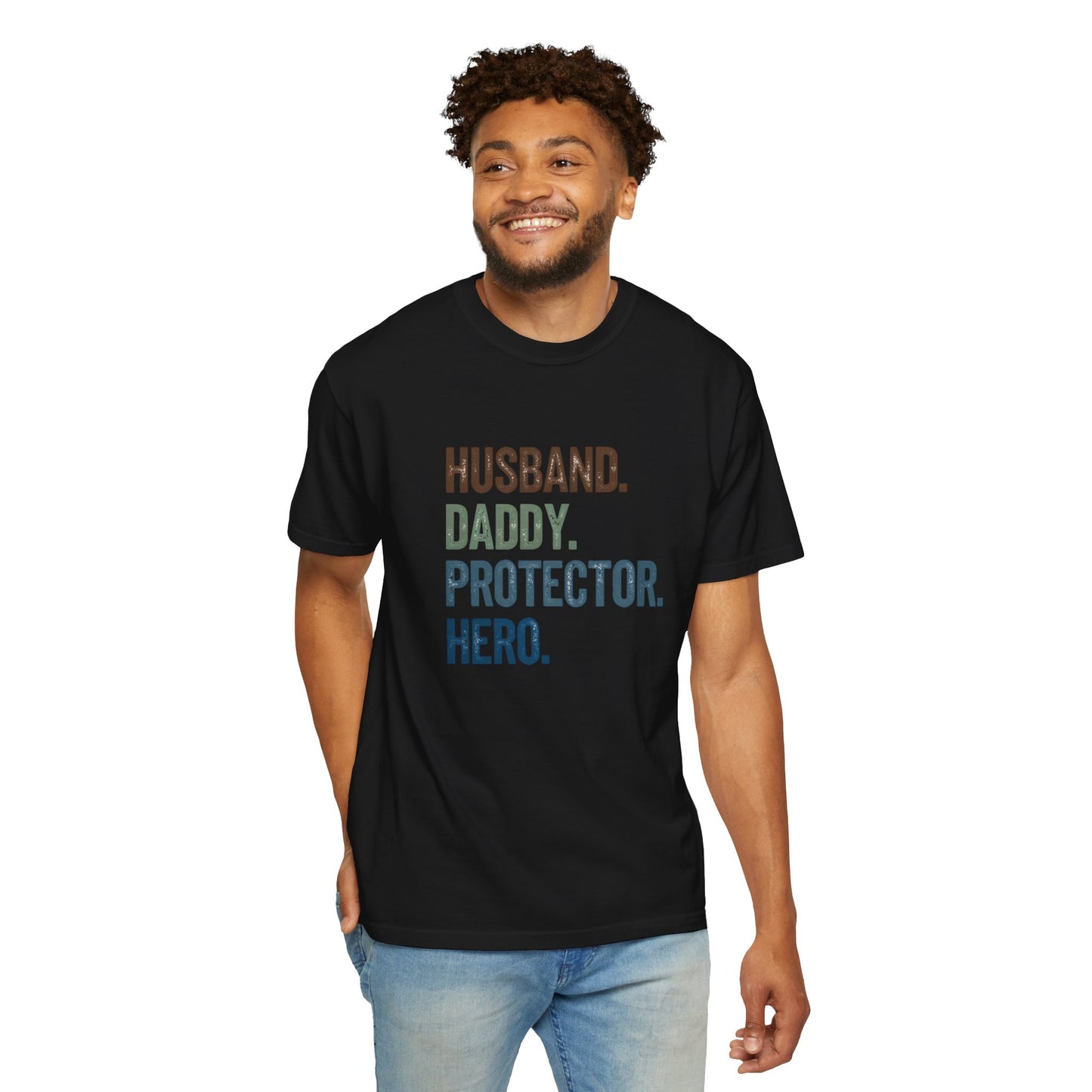 Men's Dad Pride T-Shirt - Husband, Daddy, Protector, Hero