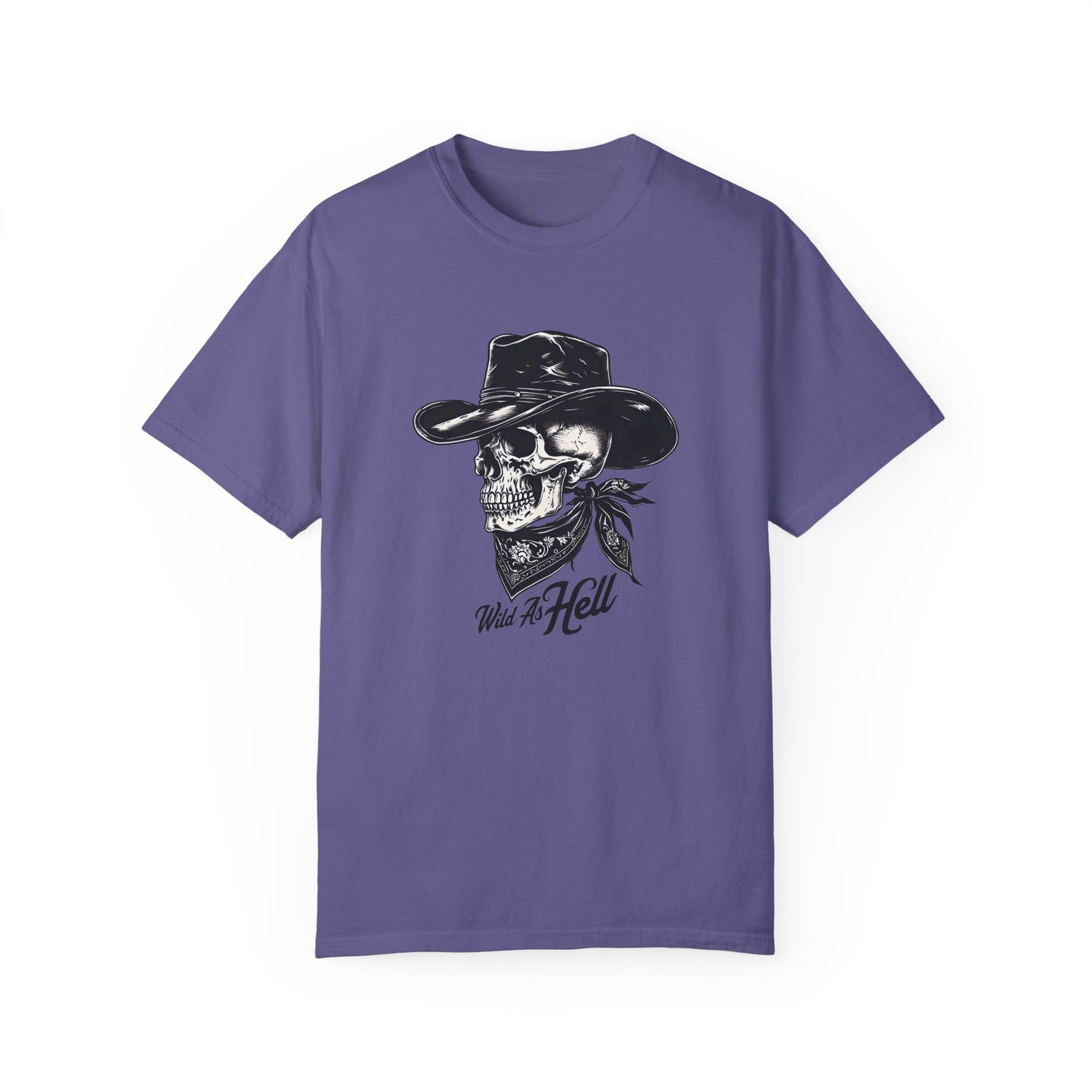 Skull Cowboy Graphic T-Shirt - Unisex Garment-Dyed Tee for Rebel Souls