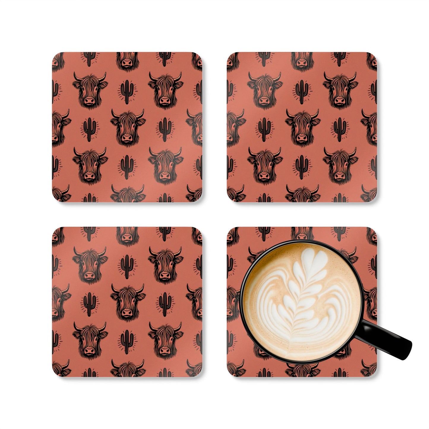 Rustic Cow Print Cork Coaster Set - Perfect for Farmhouse Decor & Gifting