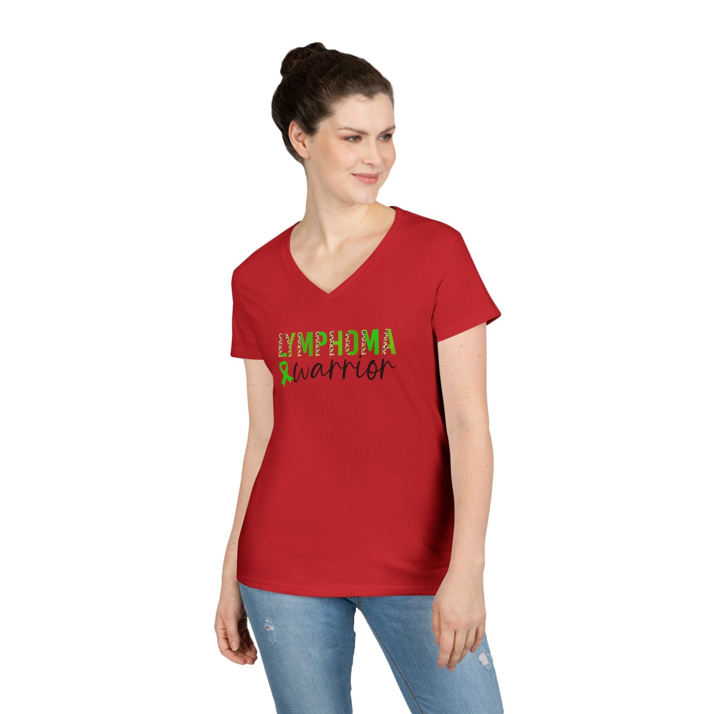 Lymphoma Warrior V-Neck T-Shirt, Cancer Awareness, Inspirational Shirt, Supportive Gift, Everyday Wear, Eco-friendly