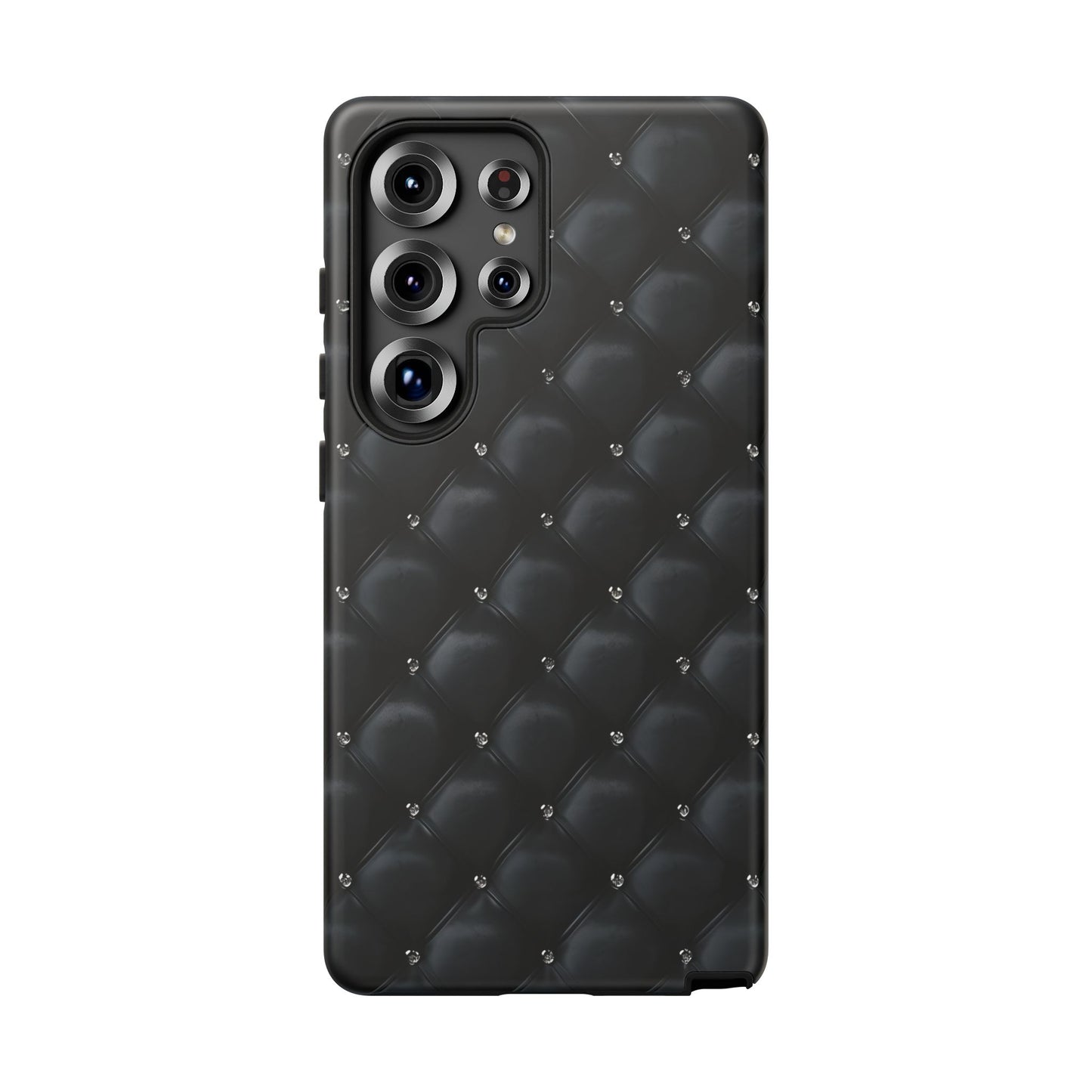 Stylish Tough Phone Case - Elegant Black Quilted Design