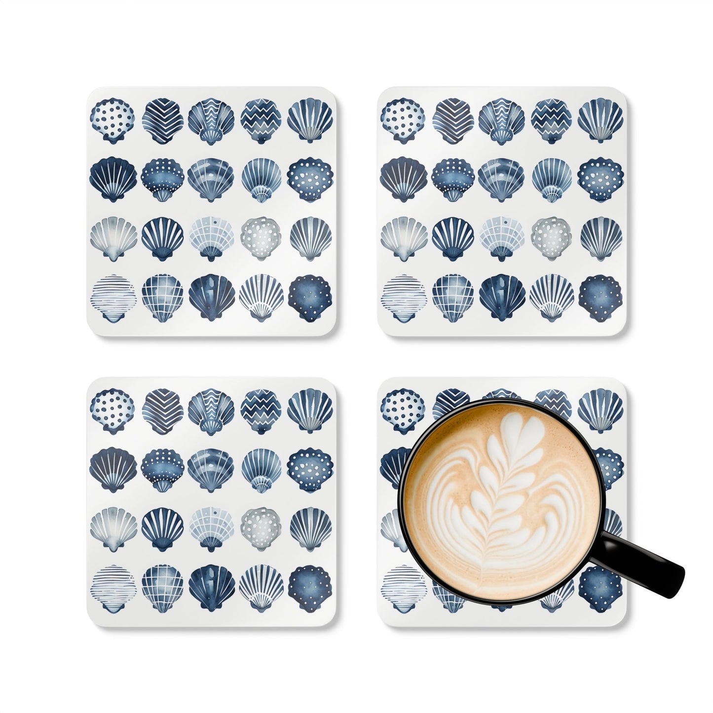 Nautical Shell Cork Coaster Set - Beach Decor for Home & Garden