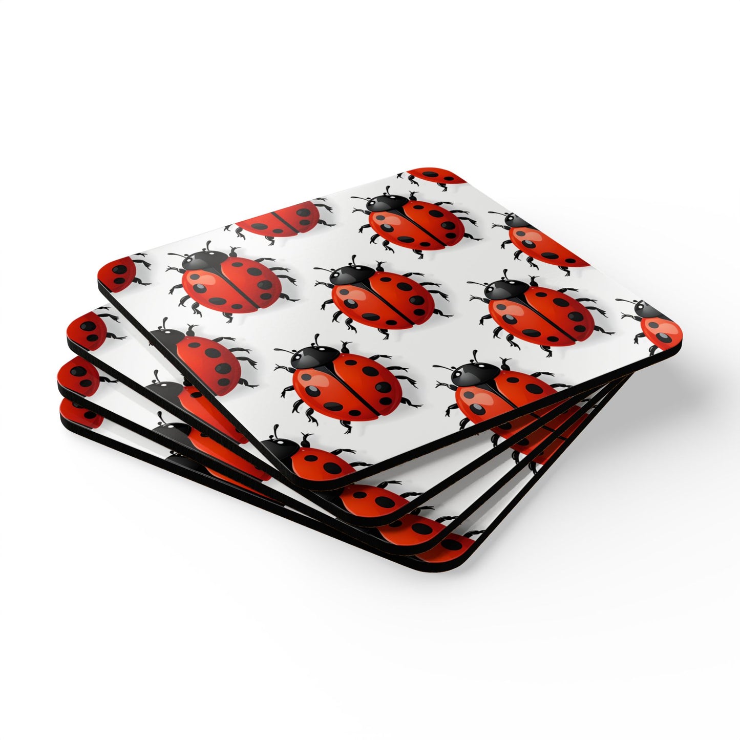 Ladybug Corkwood Coaster Set - Fun & Cheerful Decor for Your Home