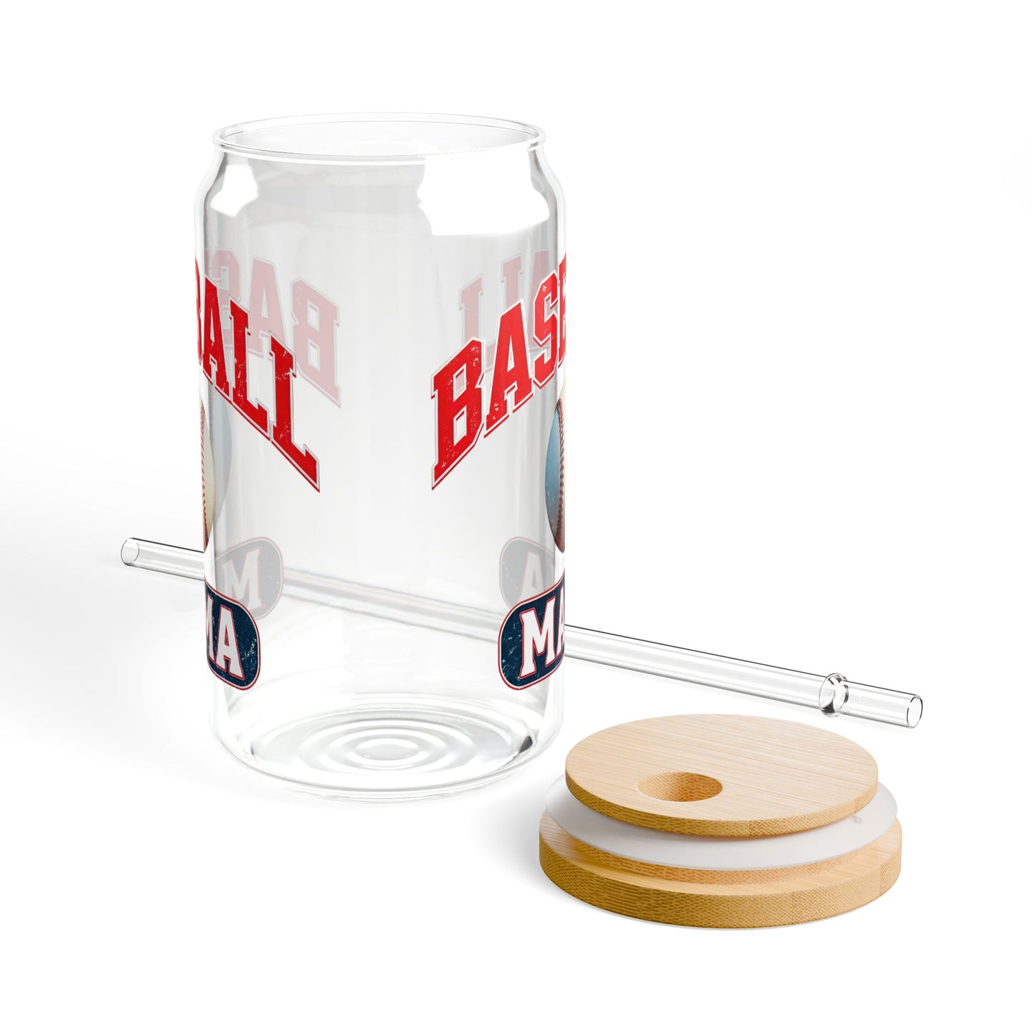 Baseball Mama Sipper Glass - 16oz Clear Drinkware with Straw