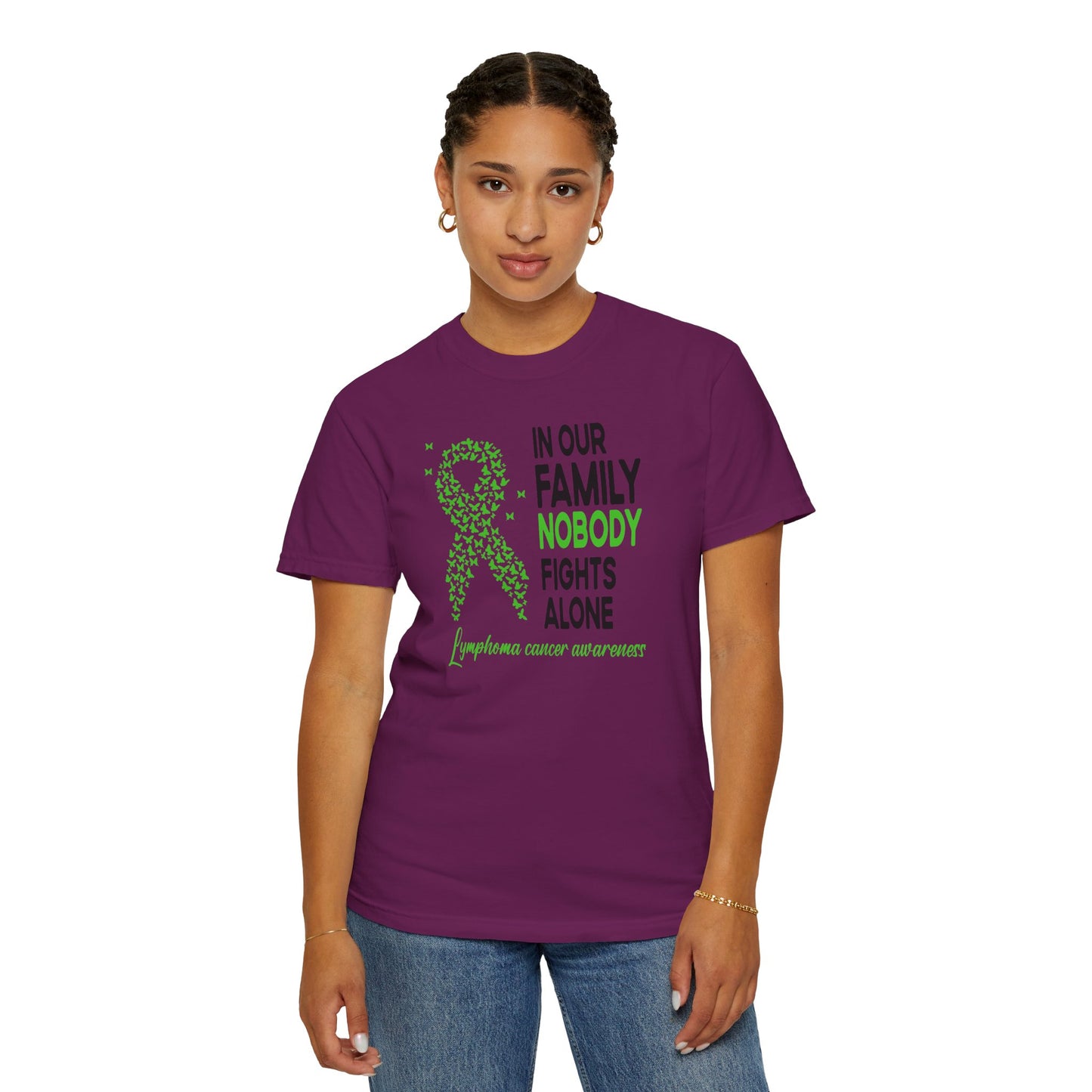 Lymphoma Awareness T-Shirt, Family Support Tee, Garment-Dyed Shirt, Cancer Awareness Apparel, Gift for Caregivers, 5K Event Shirt
