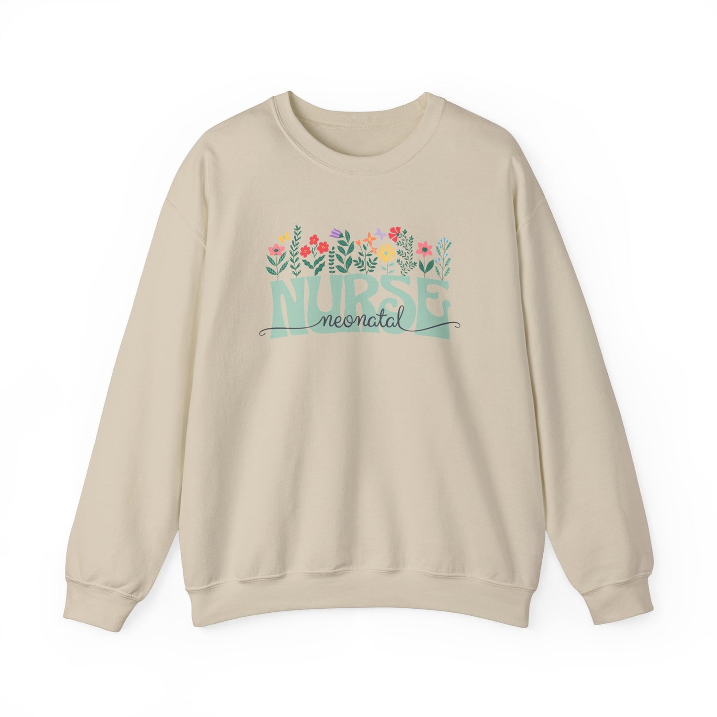Floral Neonatal Nurse Sweatshirt - Unisex Heavy Blend™ Crewneck