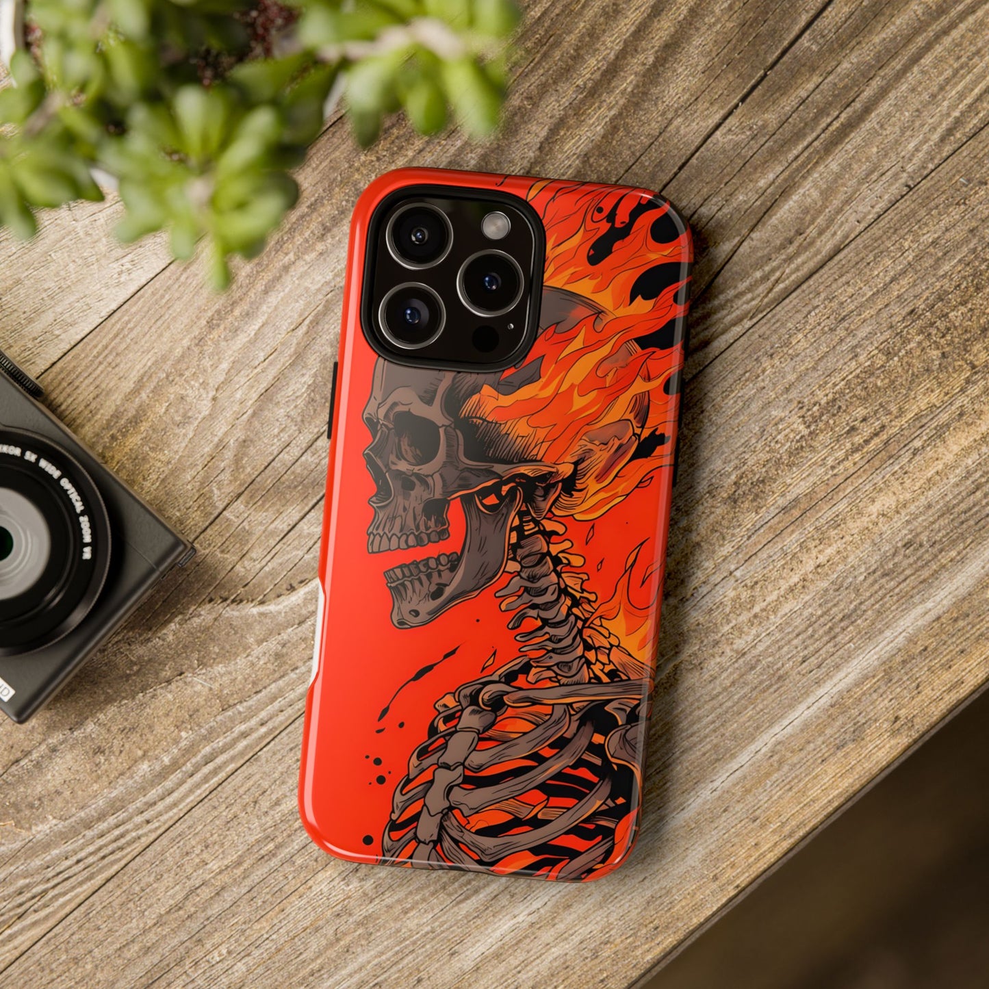 Flaming Skeleton Phone Case - Tough & Stylish Protection