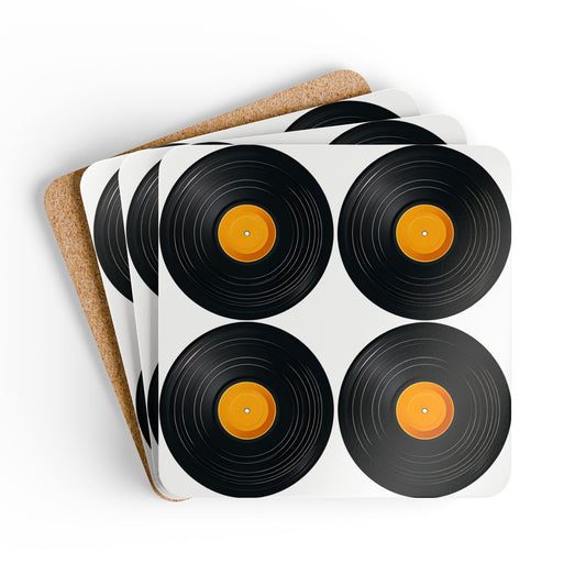Vinyl Record Cork Coaster Set - Perfect for Music Lovers and Home Decor