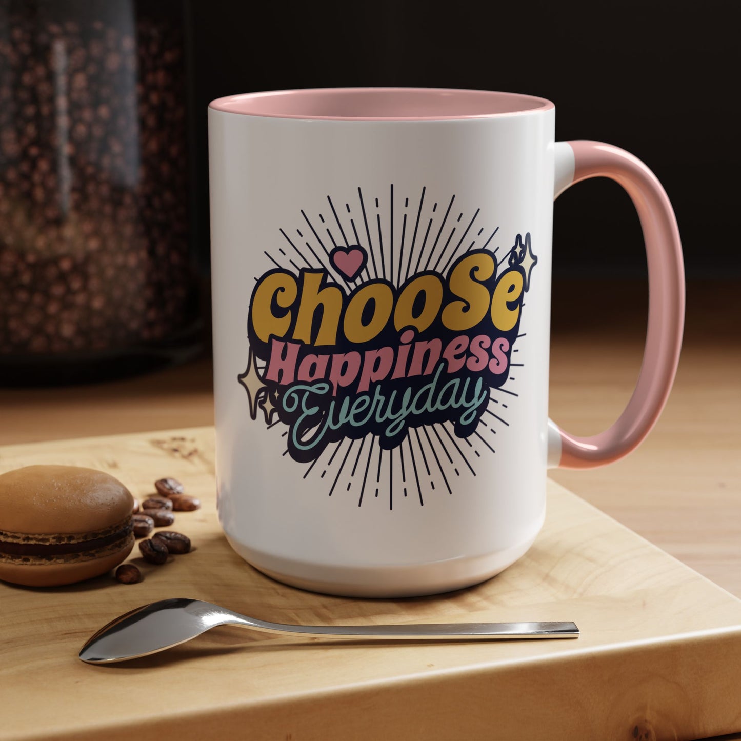 Choose Happiness Everyday 15oz Coffee Mug - Colorful Ceramic Cup for Positive Vibes