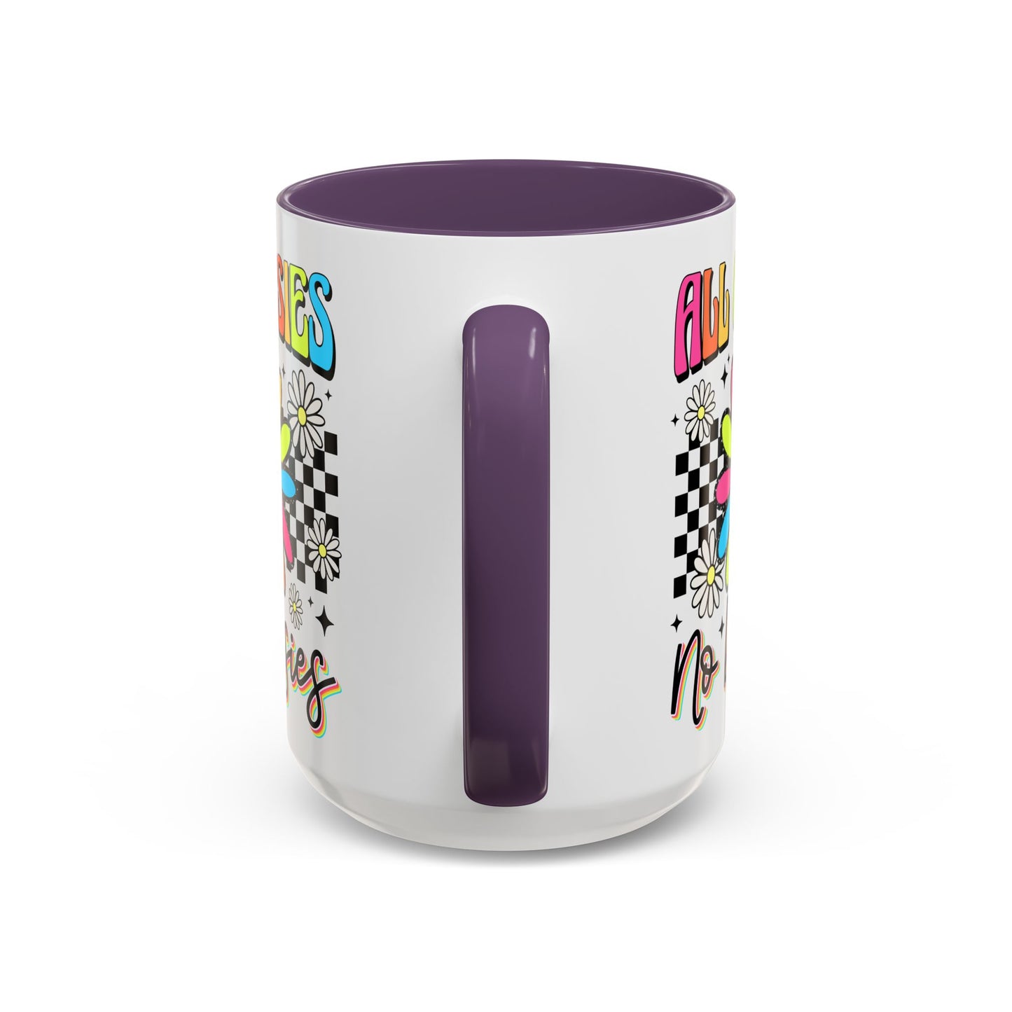 Colorful Flower Accent 15oz. Coffee Mug - 'All Oopsies, No Daisies'