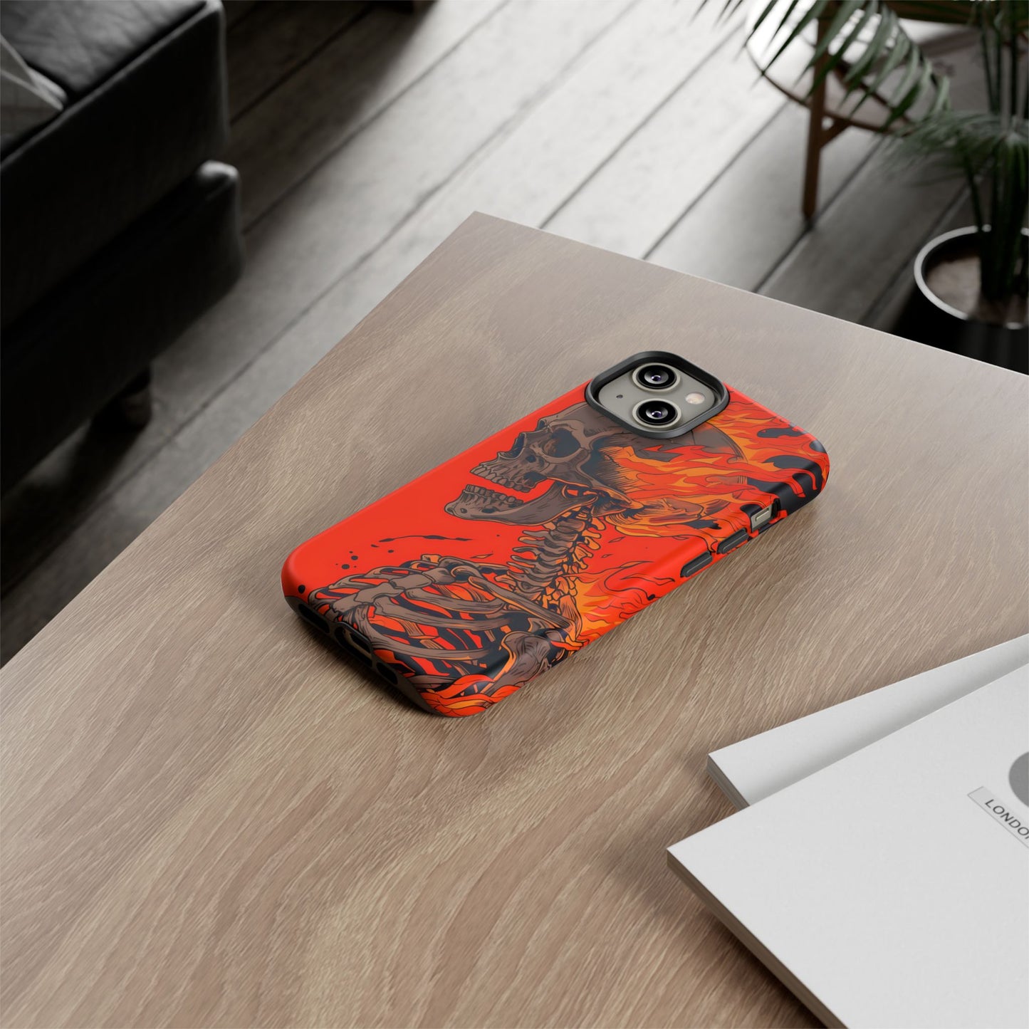 Flaming Skeleton Phone Case - Tough & Stylish Protection