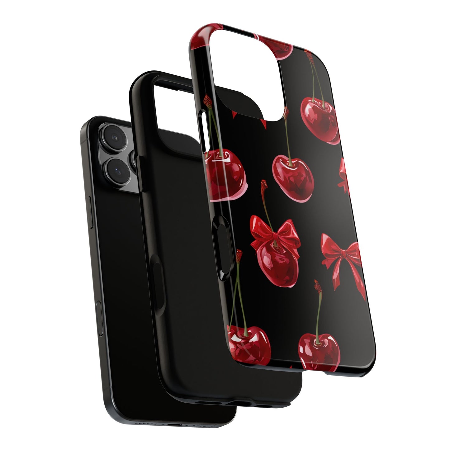 Coquette-Cherry Print Tough Phone Case - Stylish & Durable Protection