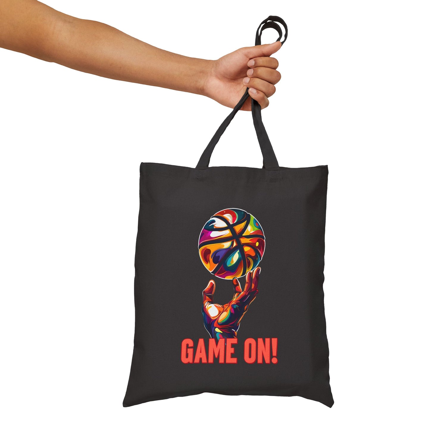 Game On! Basketball Cotton Canvas Tote Bag for Sports Lovers